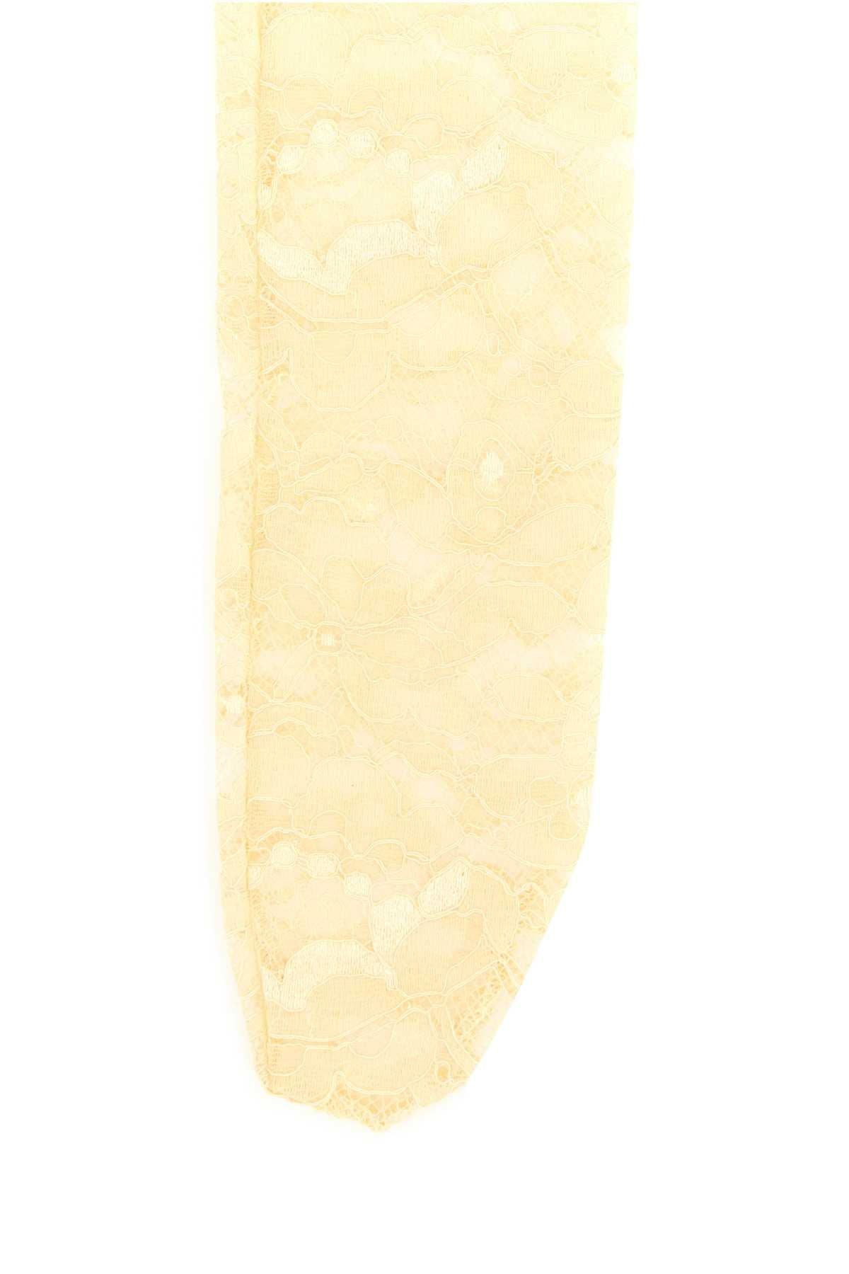 Valentino Garavani Cream Stretch Lace Socks in Yellow | Lyst UK