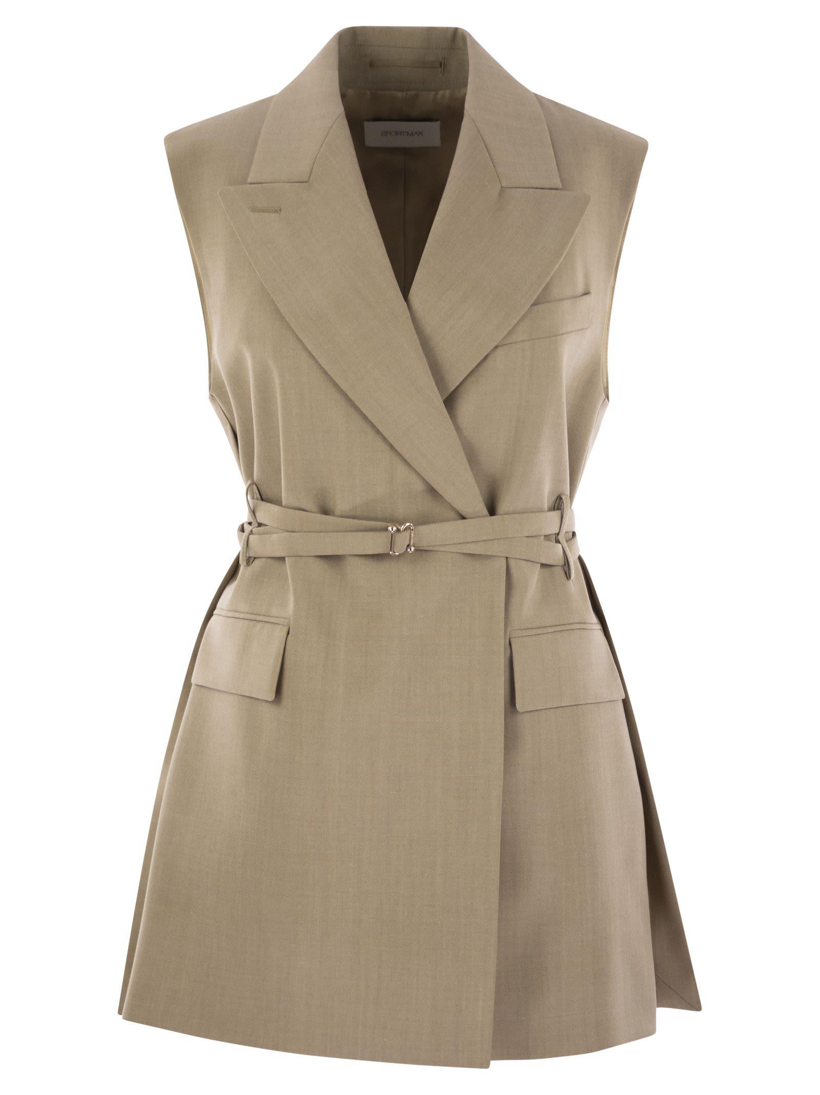 ベスト・ジレ SPORTMAX CIURMA - Sleeveless Long Blazer Long sleeveless wool blazer, black | Sportmax