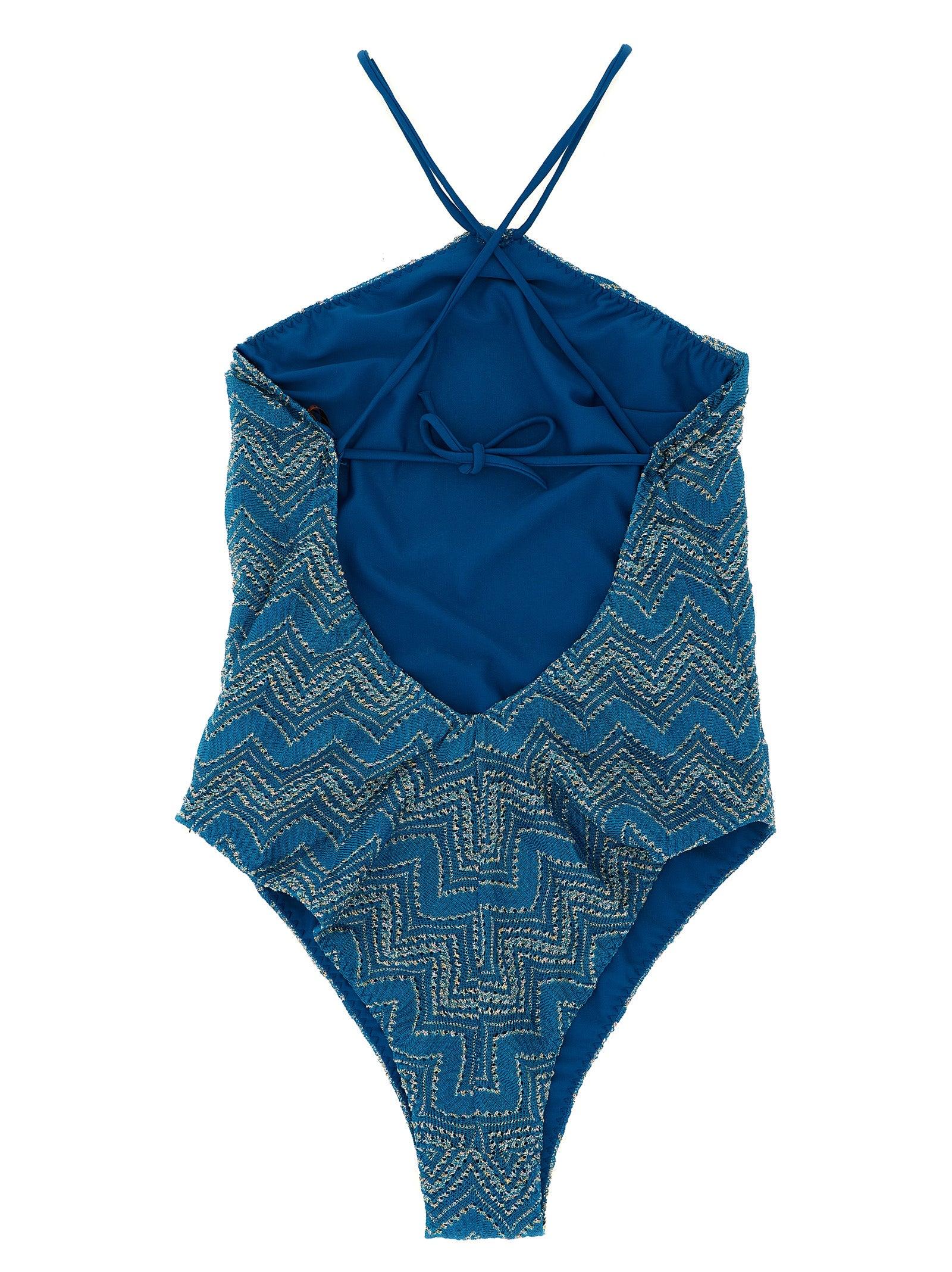 VIP【関税送料無料】希少 Missoni One Piece Swimsuit V-neck viscose blend zigzag lamé one-piece swimsuit