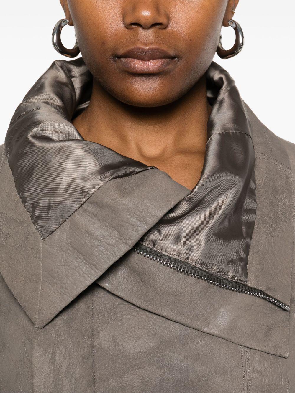 Rick Owens Leather Biker Jacket in Gray | Lyst