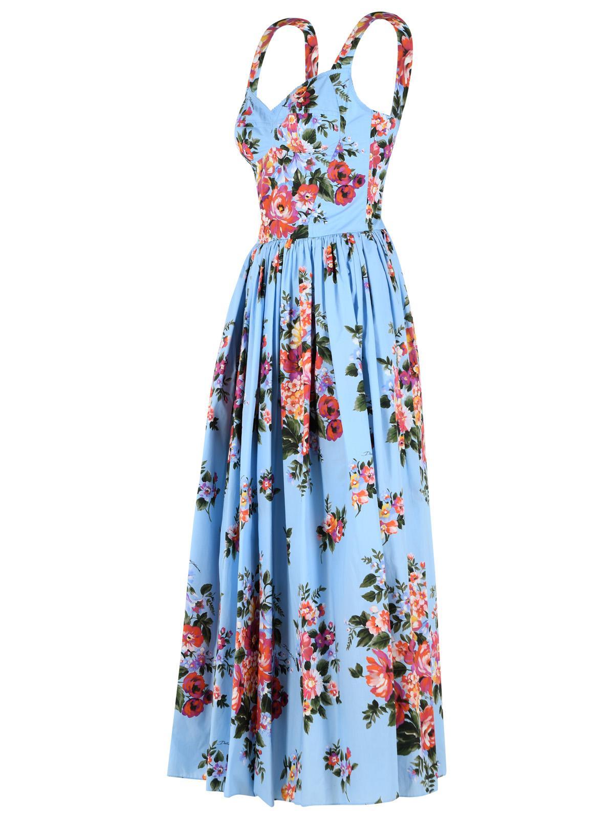 Dolce & Gabbana Floral Dress in Blue | Lyst