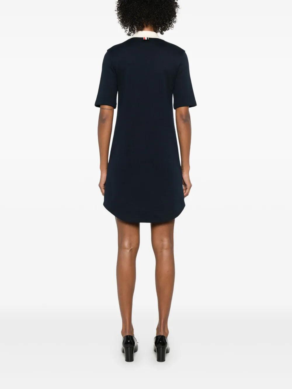 オールインワン・サロペット Thom Browne Short Sleeve Cotton Polo Mini Dress Thom Browne Checked Jacquard Polo Minidress | Blue | FARFETCH