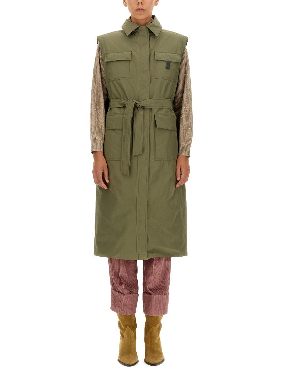BRUNELLO　CUCINELLIオリーブ色 フード付きロングコート Brunello Cucinelli Trench coats for Women | Online Sale up to 33