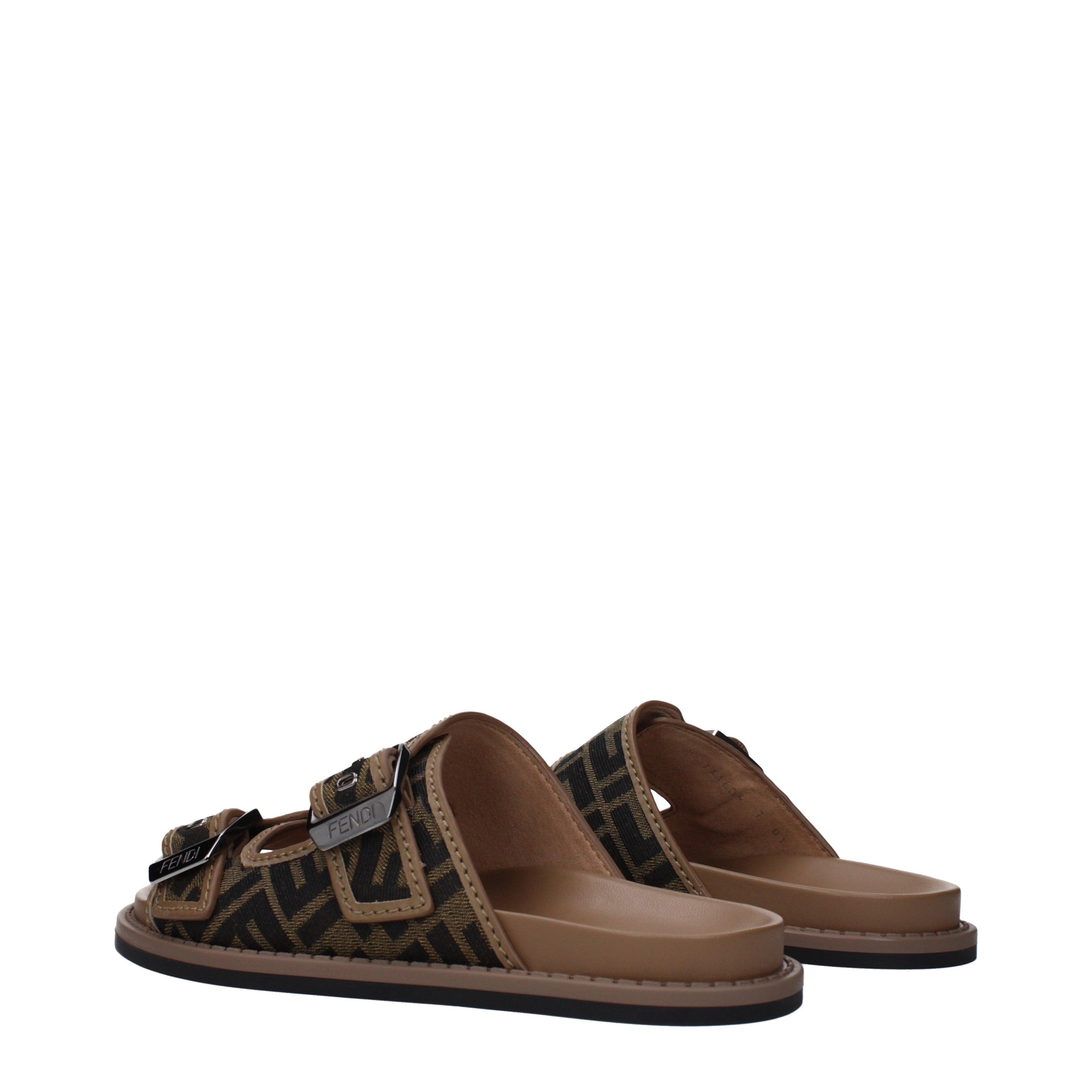 Fendi Slippers En Hoeven Mannen Stof Bruin/zwart in het Bruin