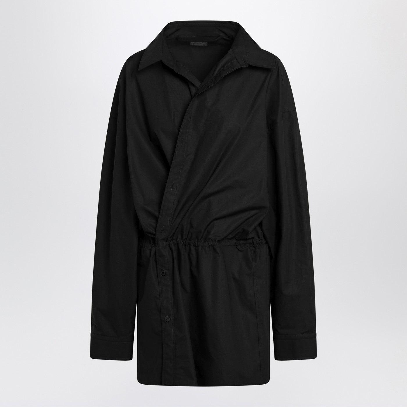 関税送料込 BALENCIAGA Black Elasticated Shirt Dress Balenciaga Elasticated Shirt Dress in Black | Lyst