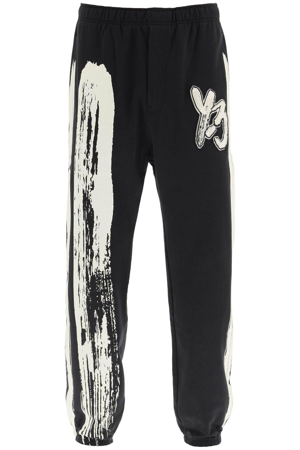 Y-3 Sweat Pants Featuring Paint-effect Print And Patch Logo in Black ...