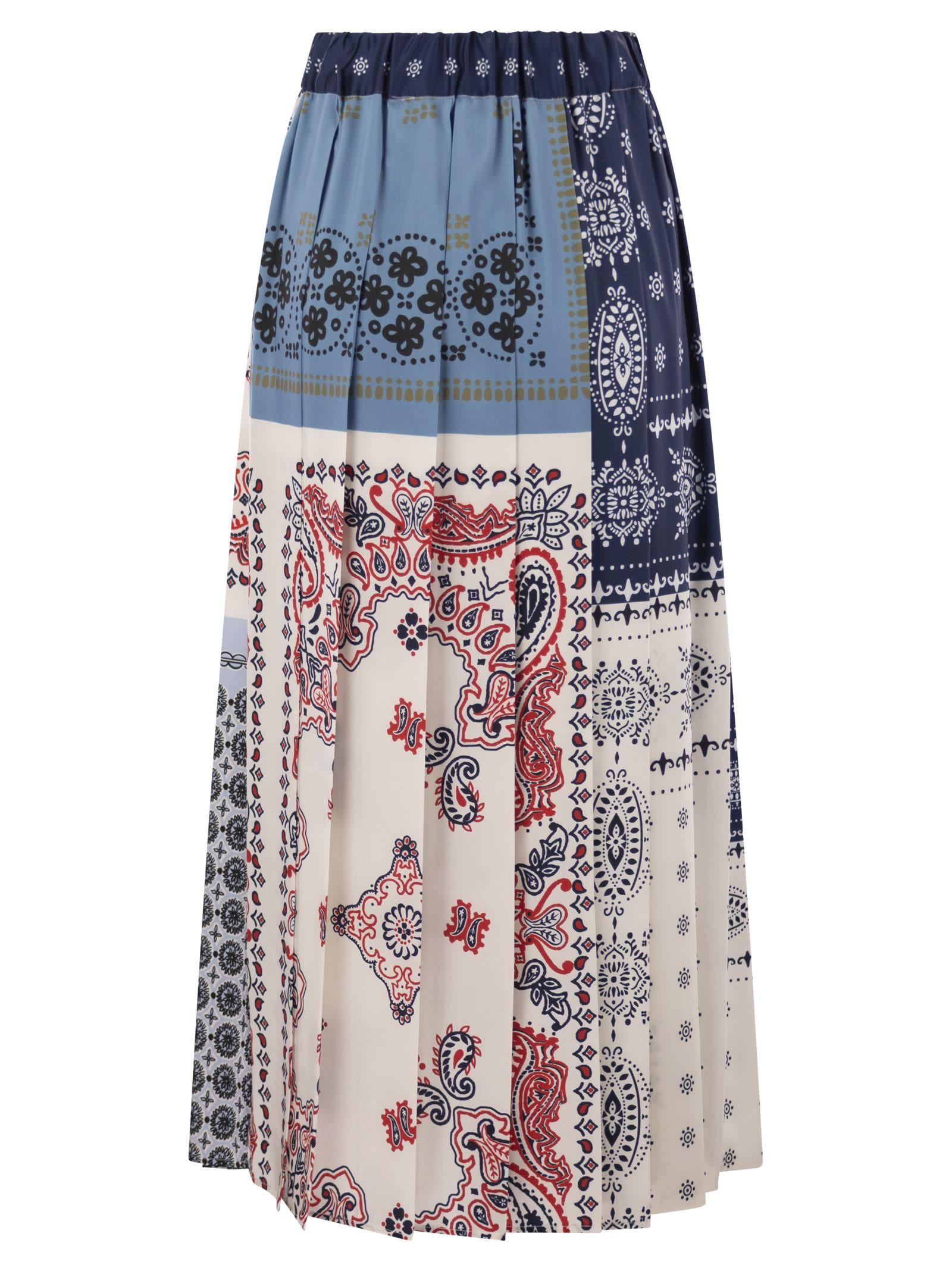 Weekend by Maxmara Luna Printed Twill Skirt in Blue | Lyst UK