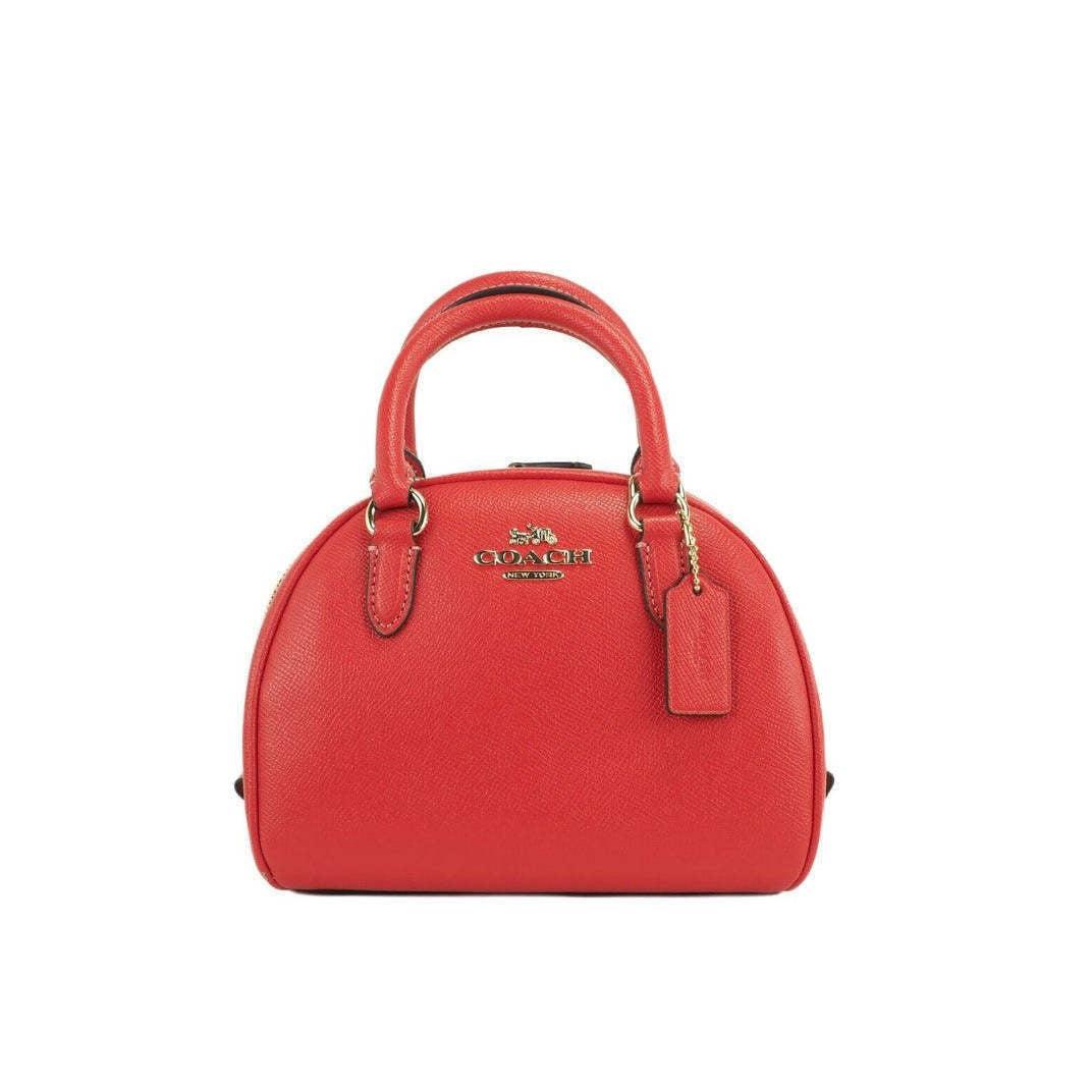 COACH Sydney Small Miami Red Crossgrain Leather Satchel Crossbody Bag