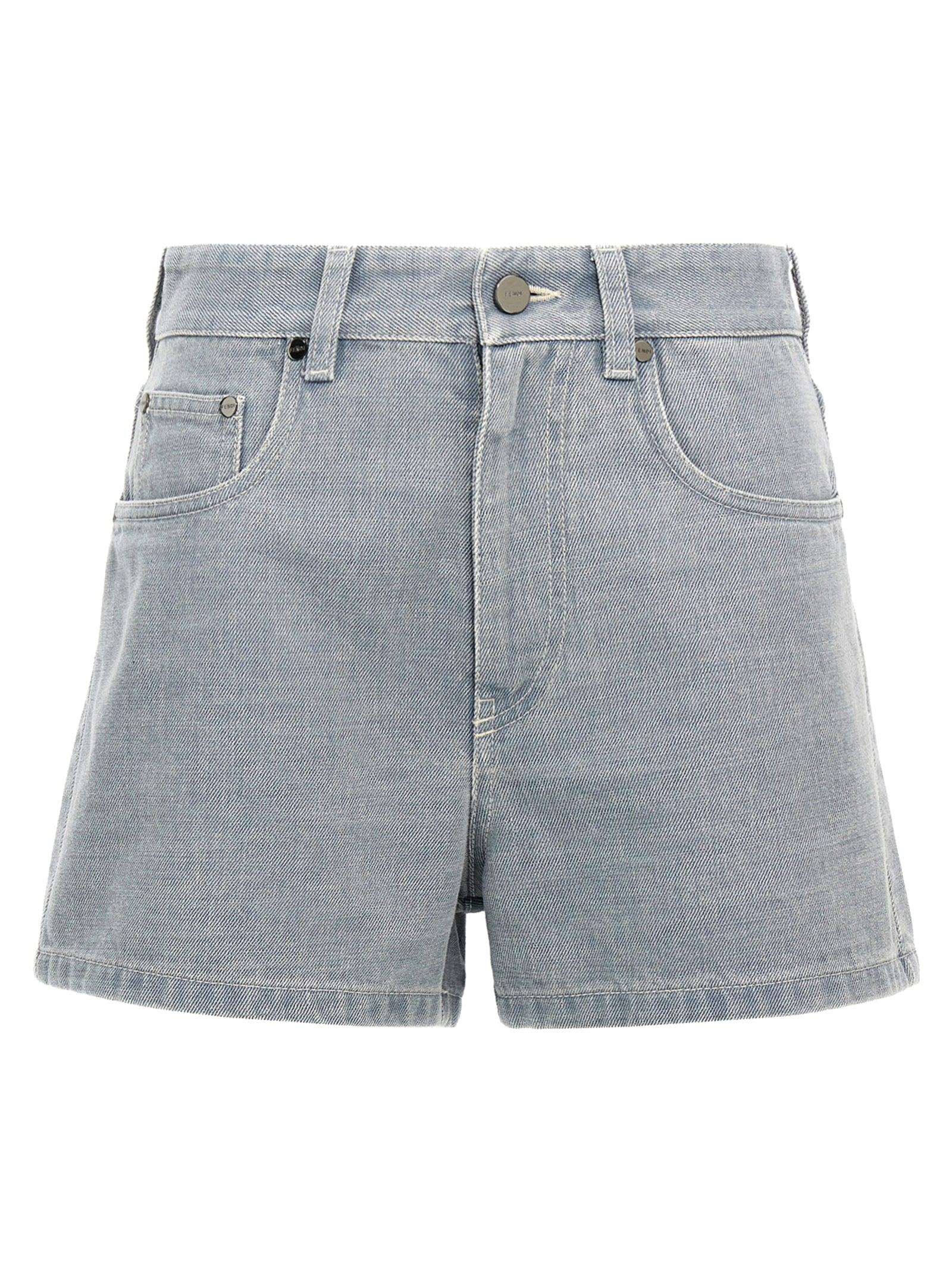 ショートパンツ FENDI Women Shorts Burmudas FLP861 ASMBF1RX9 GREY FENDI LOGO DETAILED DENIM SHORTS