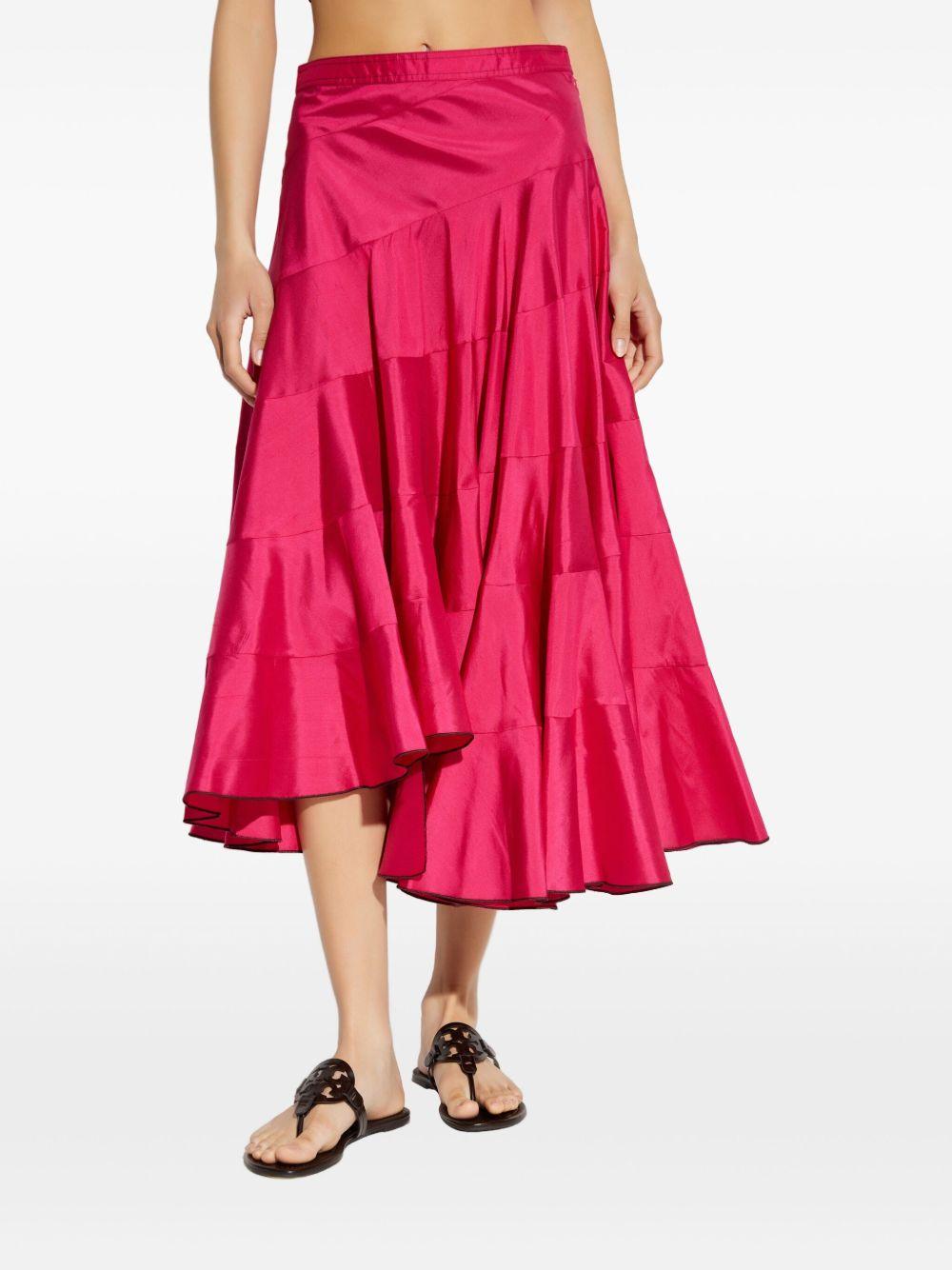 スカート TORY BURCH SILK FLARED MIDI SKIRT Tory Burch Midi Skirts in Pink | Lyst