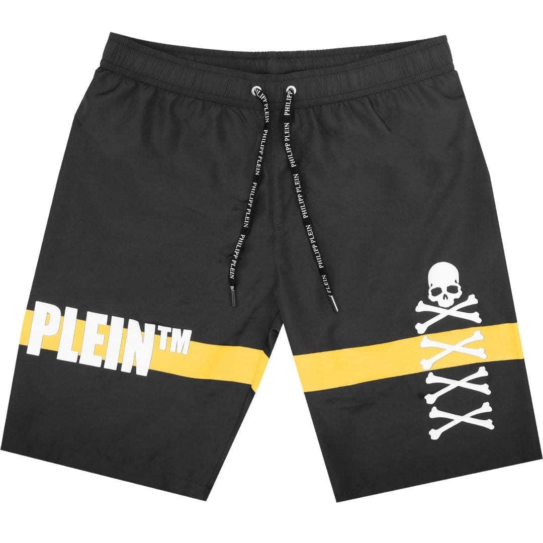 Mens Clothing Beachwear Philipp Plein Pp Skull Logo Black Swim Shorts in Blue for Men 