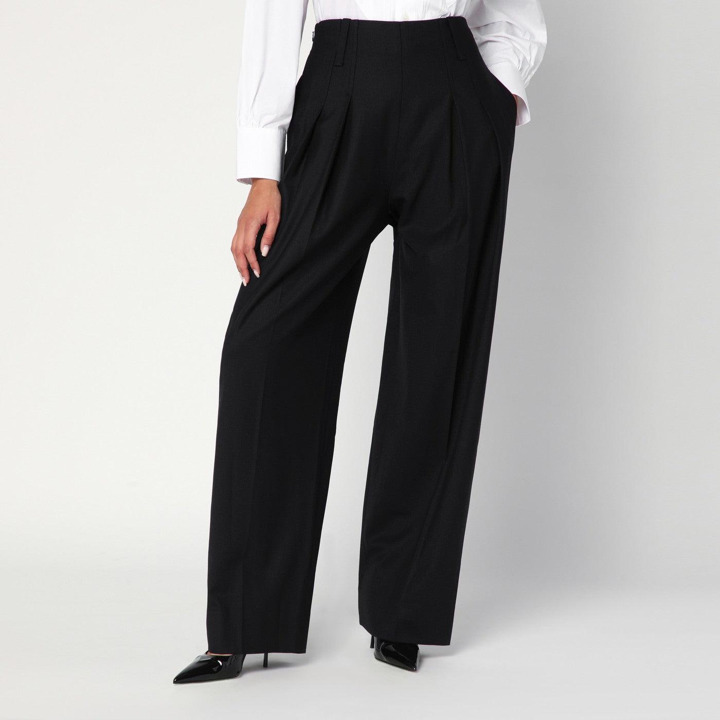パンツ Victoria Beckham 'Side Panel' pants Contrast Waistband Trousers in Black – Victoria Beckham Inc