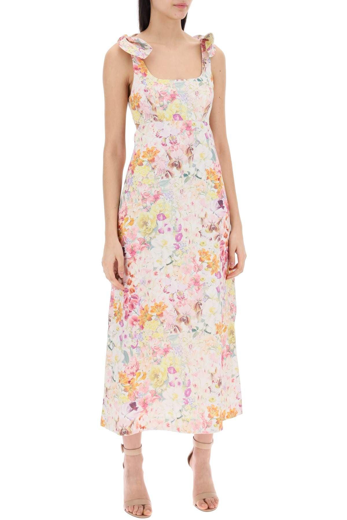 Zimmermann Harmony Floral Midi Dress in White | Lyst