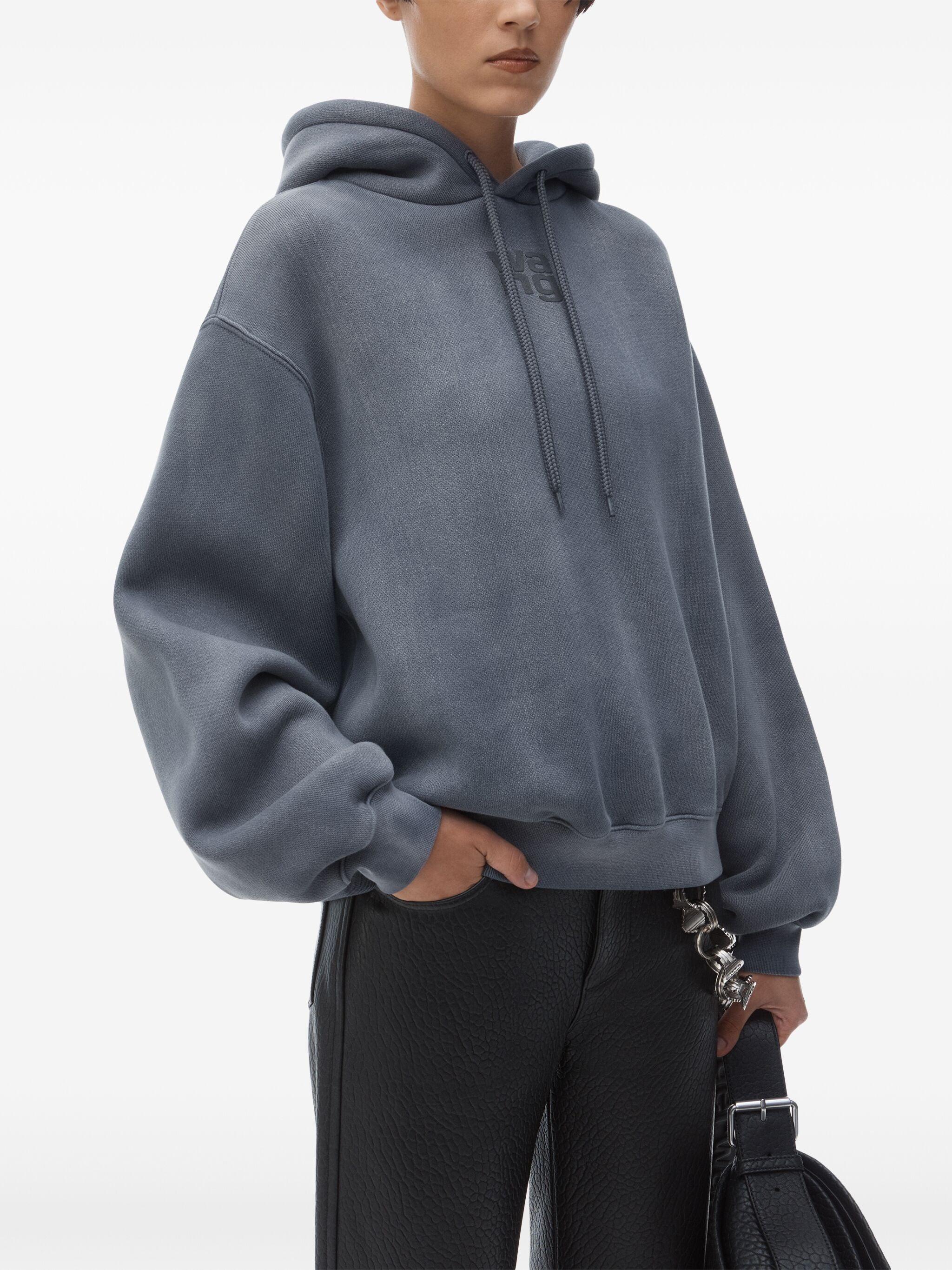 Alexander Wang Puff Logo Hoodie In Structured Terry in Blue | Lyst