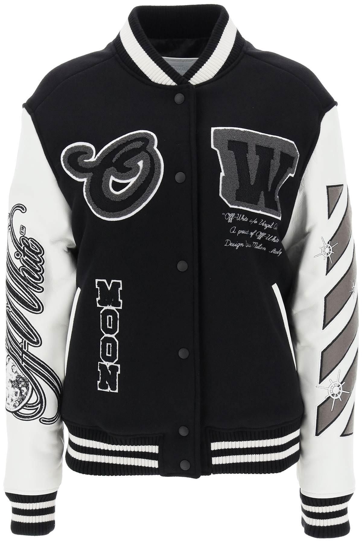 Off-White embroidered motif zipped jacket - Black