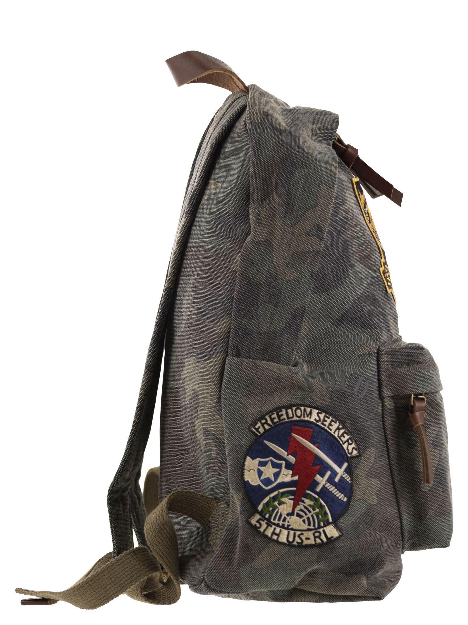 Polo Ralph Lauren Camouflage Canvas Backpack With Tiger in Gray
