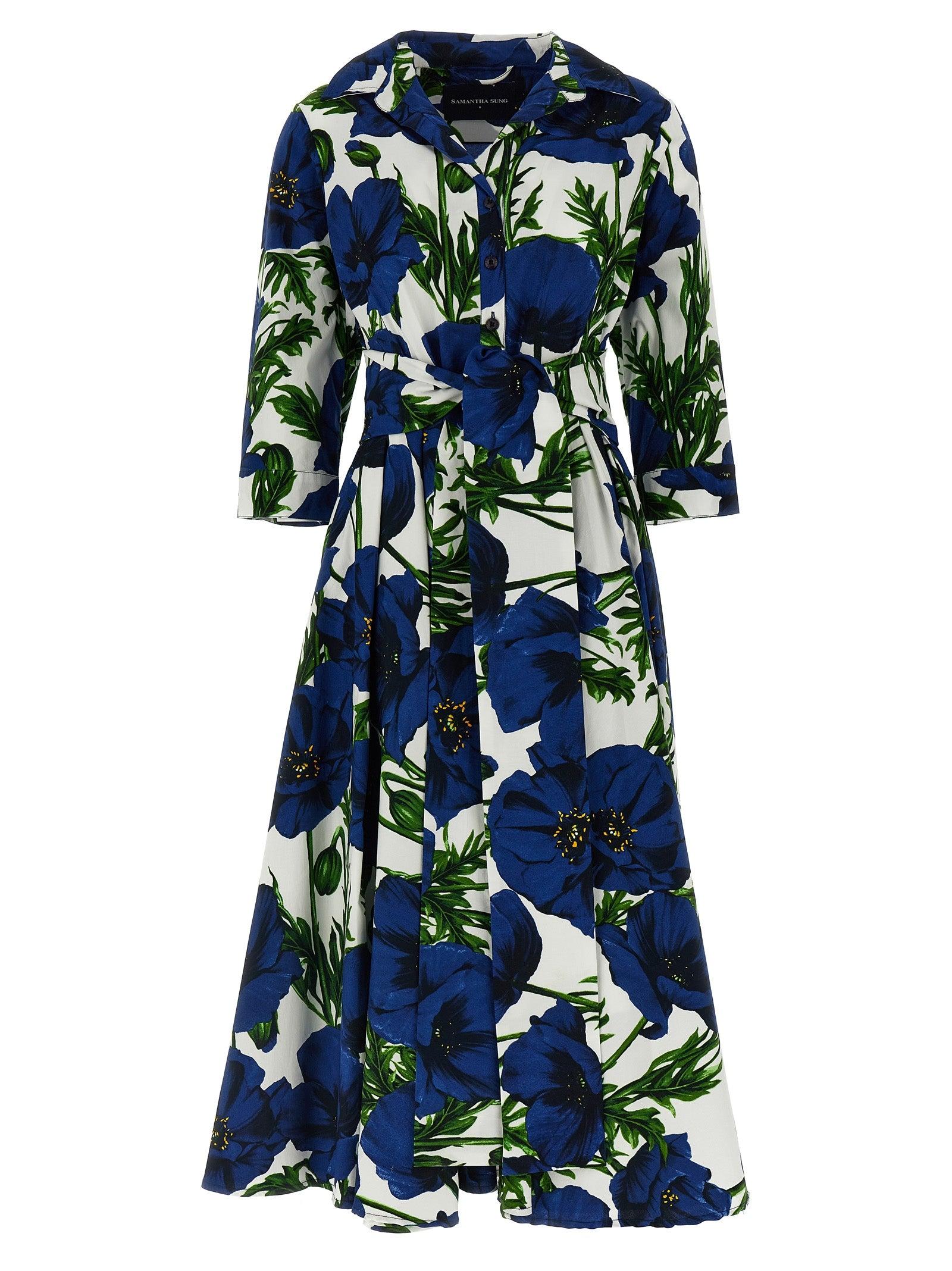 【関税込み】SAMANTHA SUNG Abelia' dress Abelia Dress Crew Neck Sleeveless Midi Length Cotton Stretch