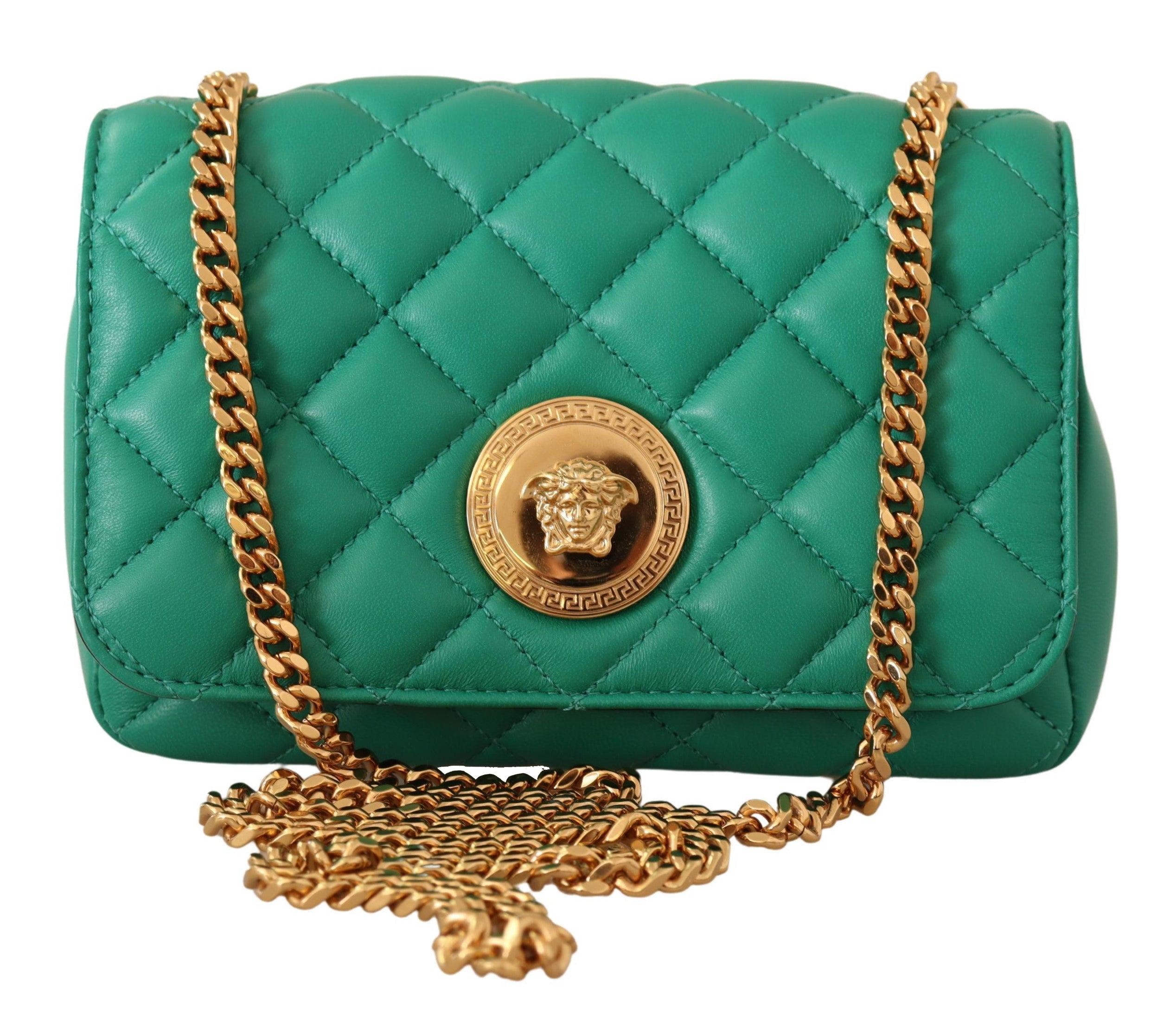 Versace Green Nappa Leather Medusa Small Crossbody Bag Lyst