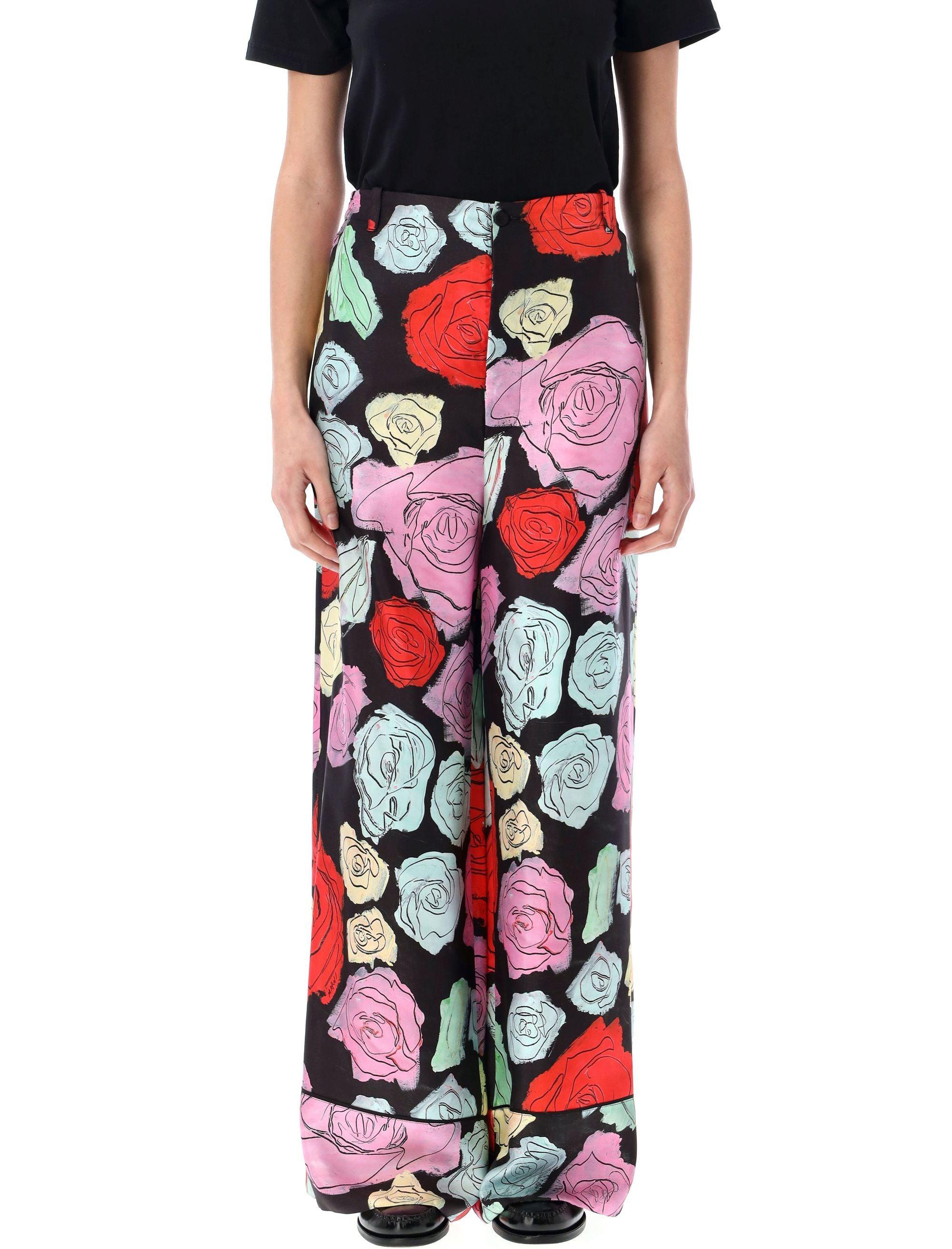 パンツ MARNI VISCOSE RAYON PIJAMA PANTS WITH FLORAL PATTERN Marni floral-print Cotton Track Pants | White | FARFETCH
