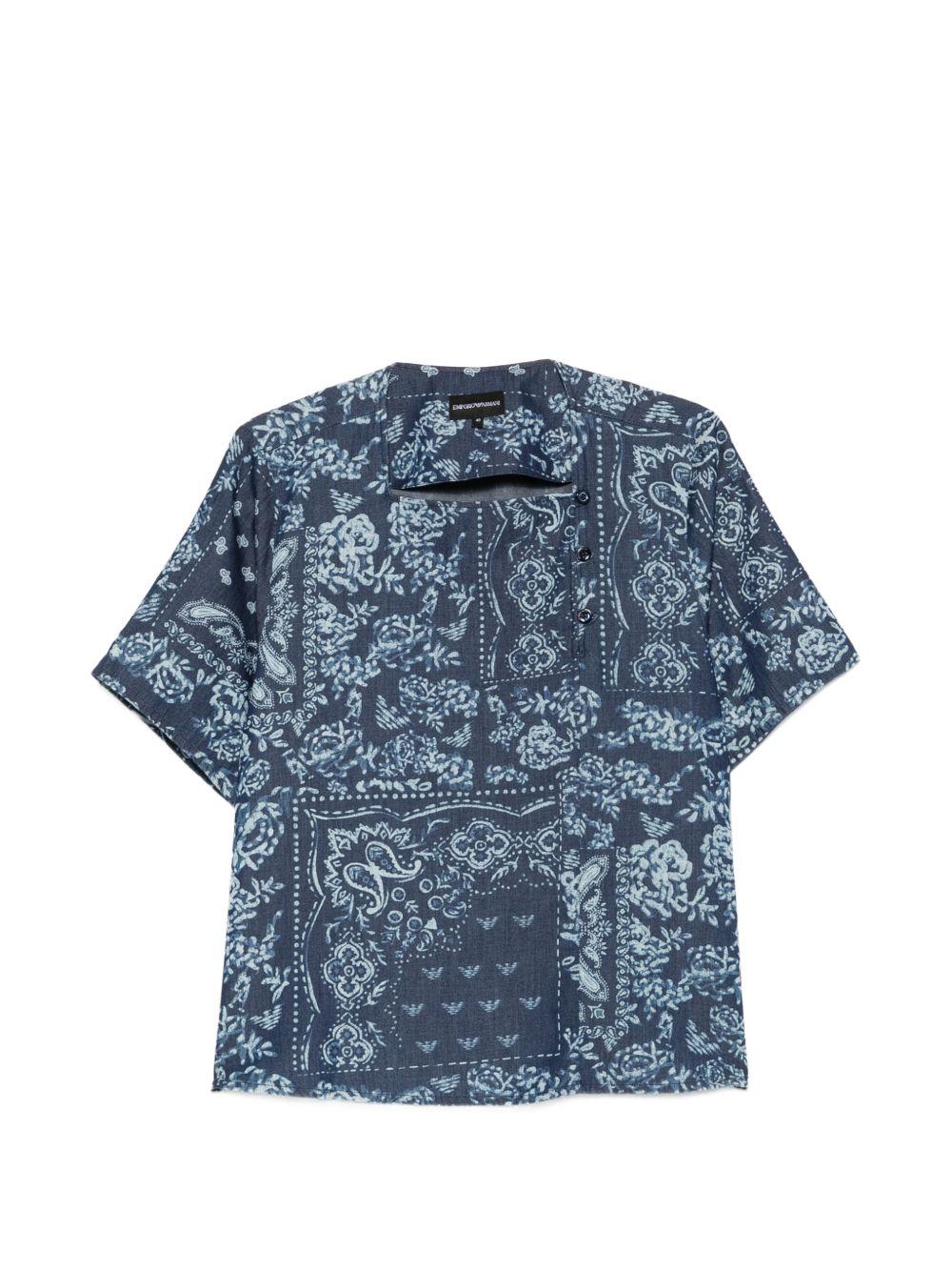 Emporio Armani Printed Cotton T-Shirt in Blue | Lyst Canada