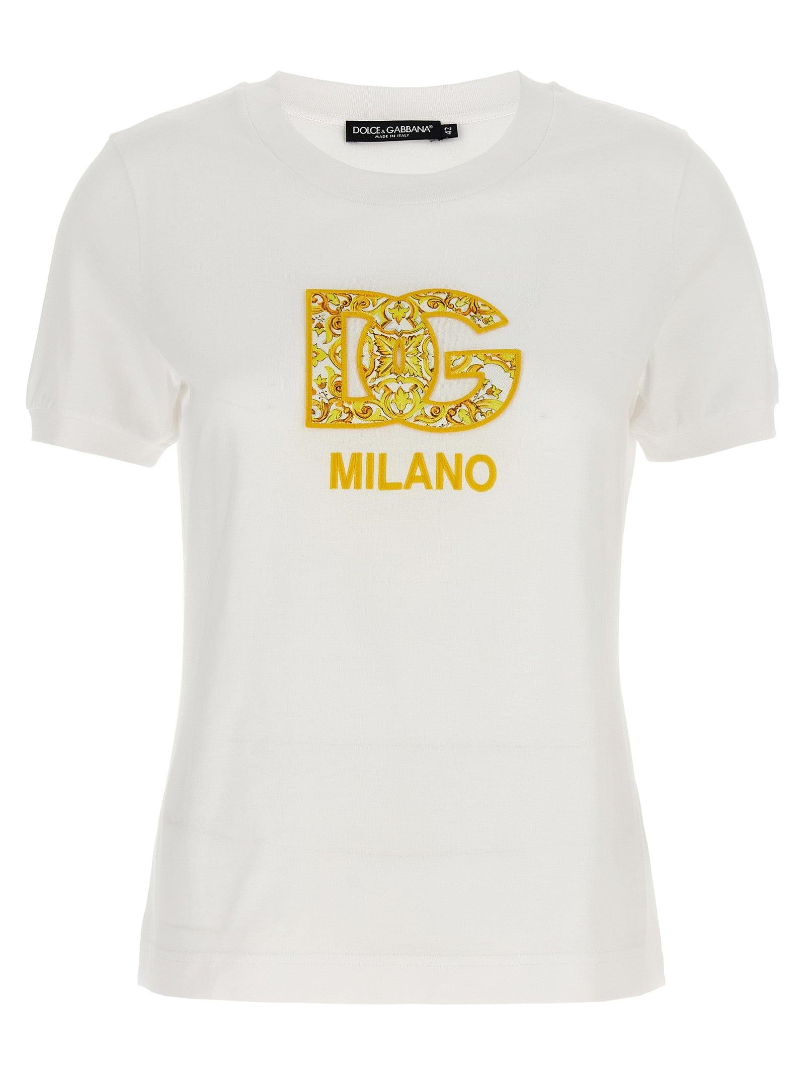 Dolce Gabbana Patch Logo T Shirt in White Lyst