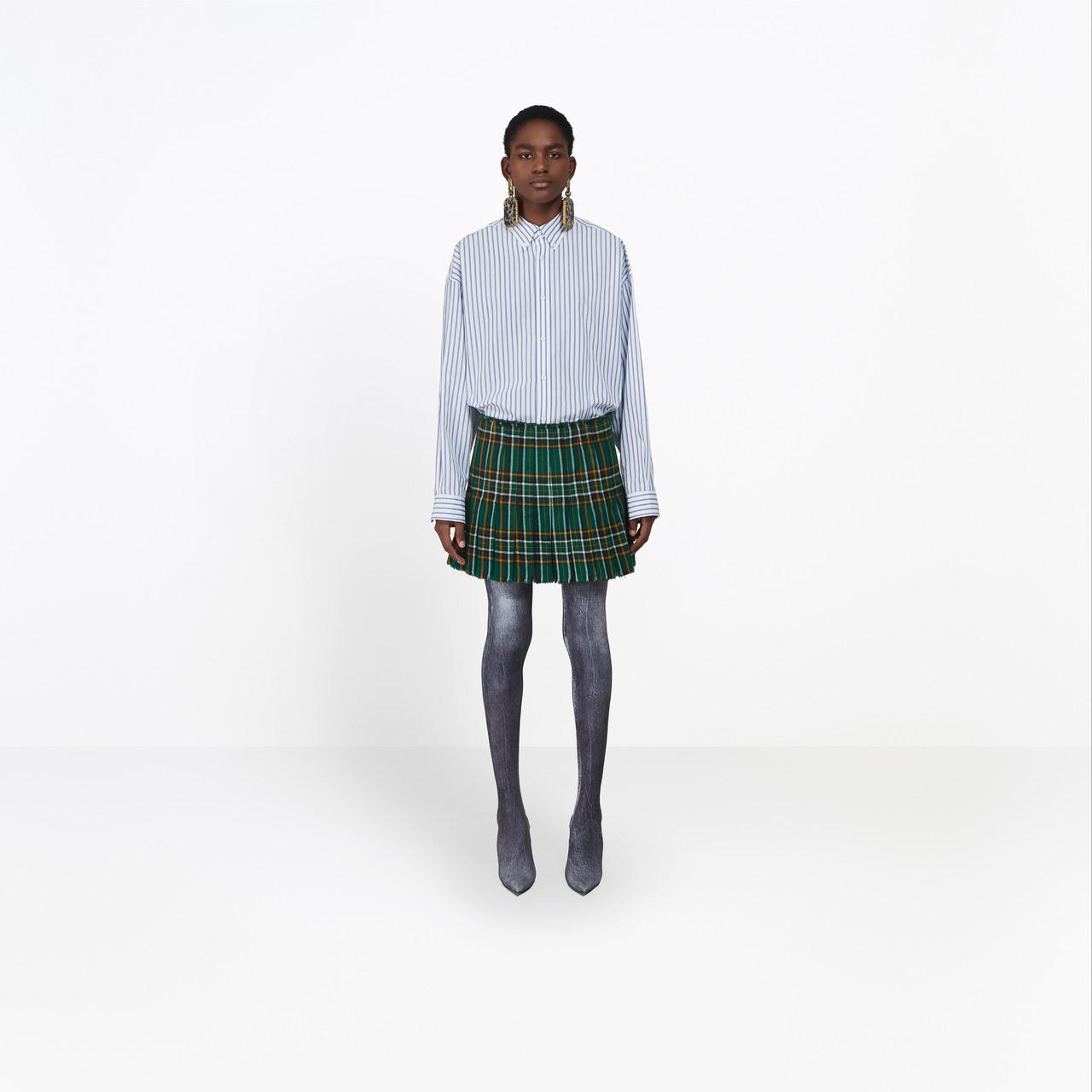 Balenciaga Wool Classic Pleated Mini Skirt in Green - Lyst