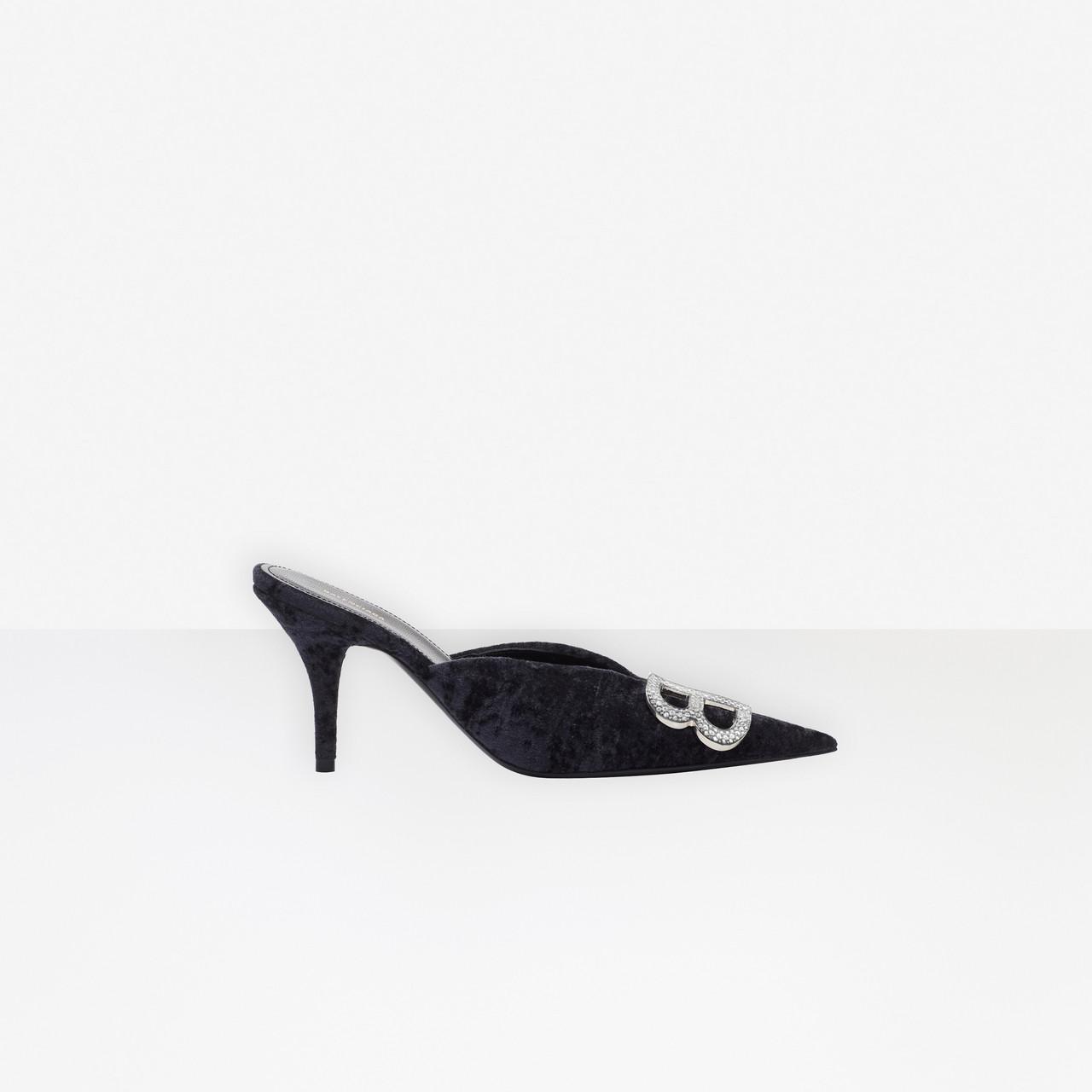 Balenciaga Velvet Bb Mule Pumps | Lyst