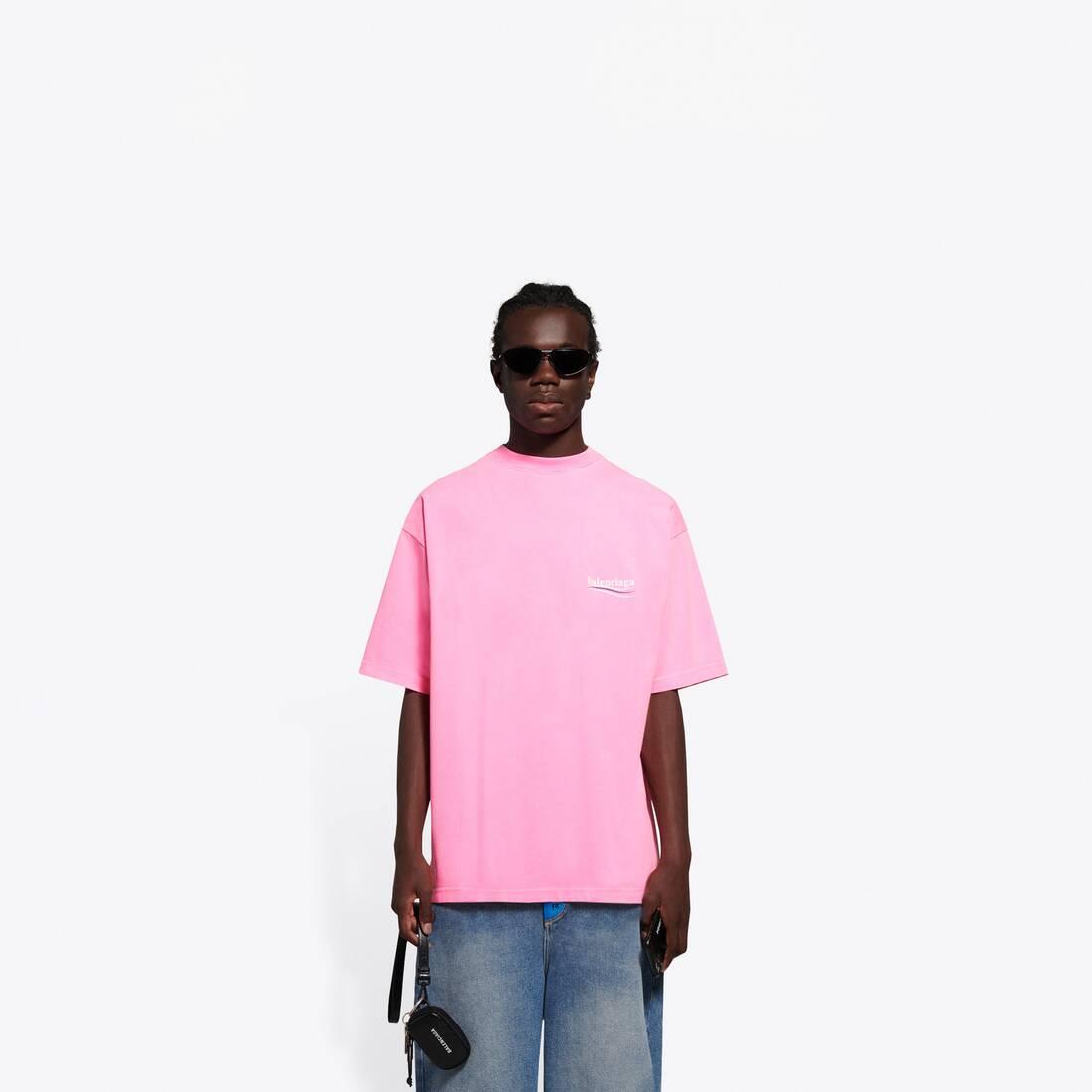 Balenciaga pink cursive tee xs on tag fits med 205x26 Mens Fashion  Tops  Sets Tshirts  Polo Shirts on Carousell
