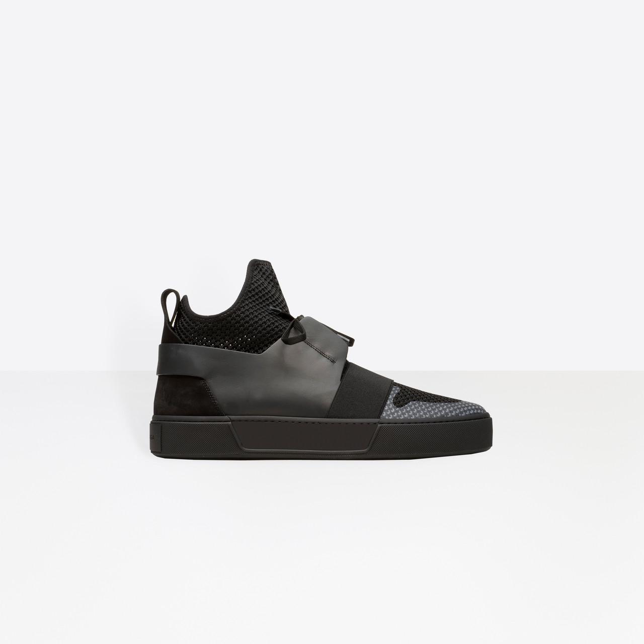Balenciaga Elastic Leather, Suede & Mesh High-Top Sneakers in Black for Men  - Lyst
