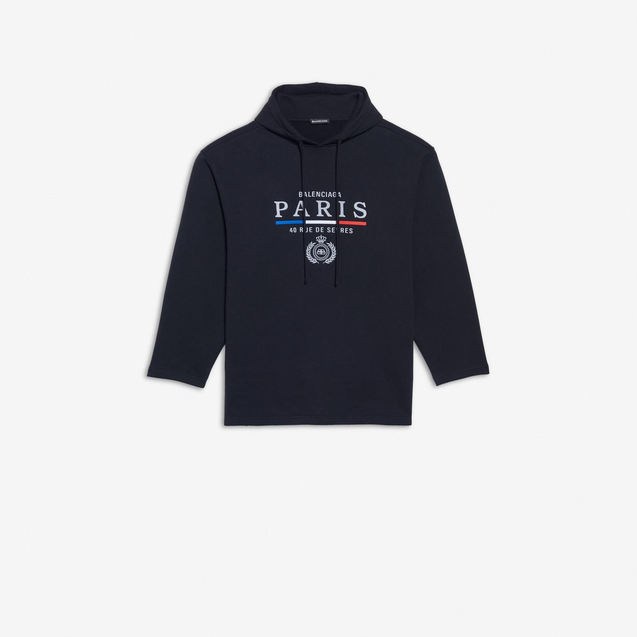 Balenciaga Fleece Paris Flag Oversize Hoodie in Black for Men - Lyst