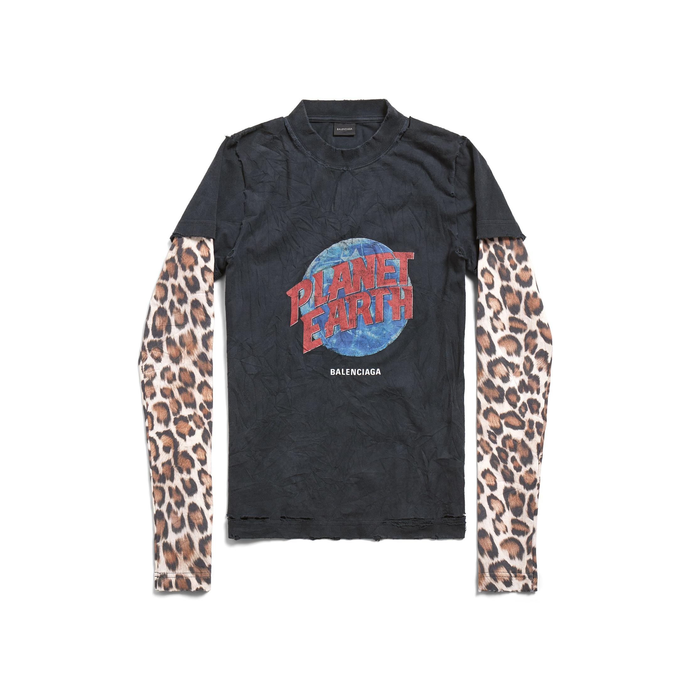 Balenciaga Planet Earth Double Sleeve T-Shirt in Black | Lyst