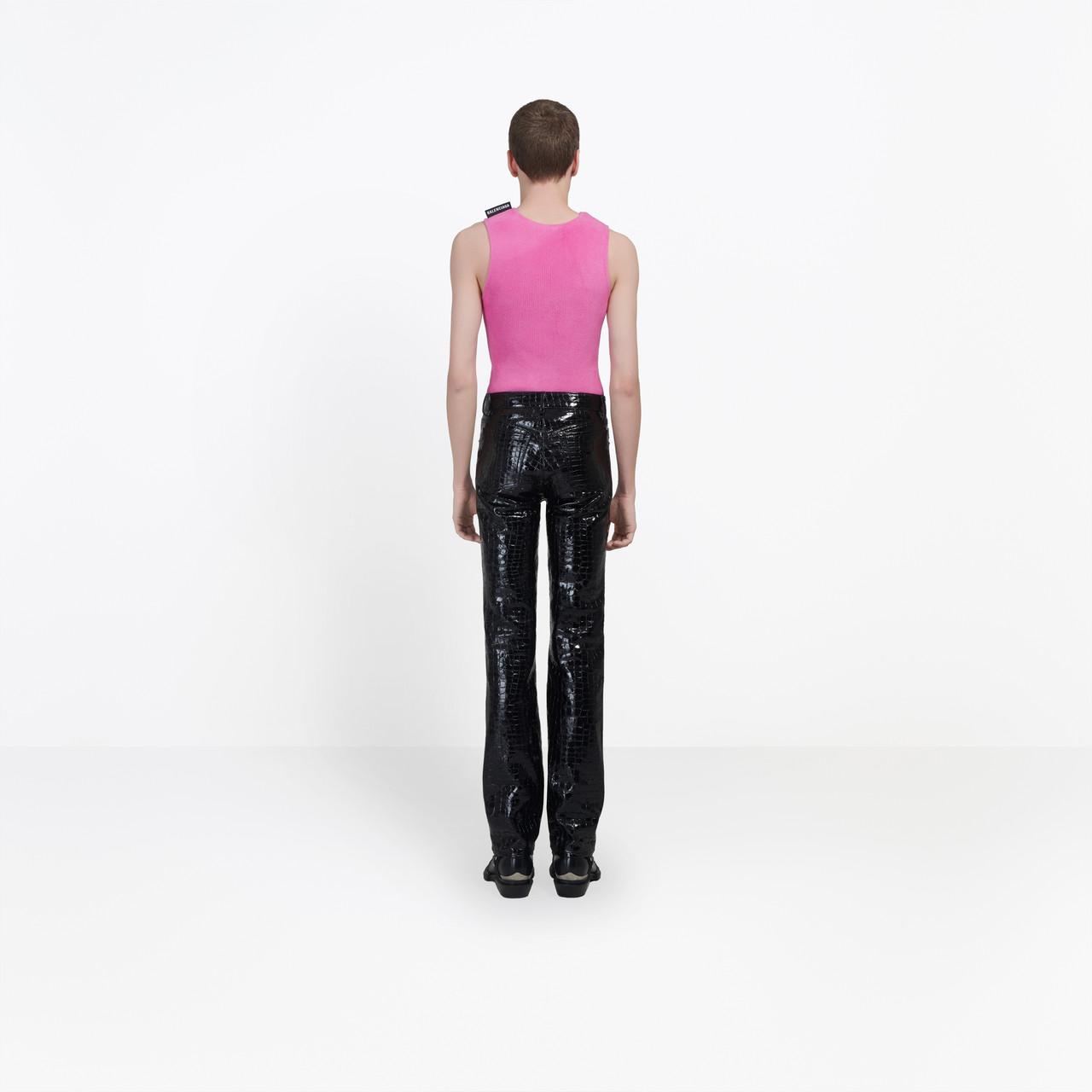 Balenciaga Crocodile Embossed Leather Pants in Black for Men | Lyst