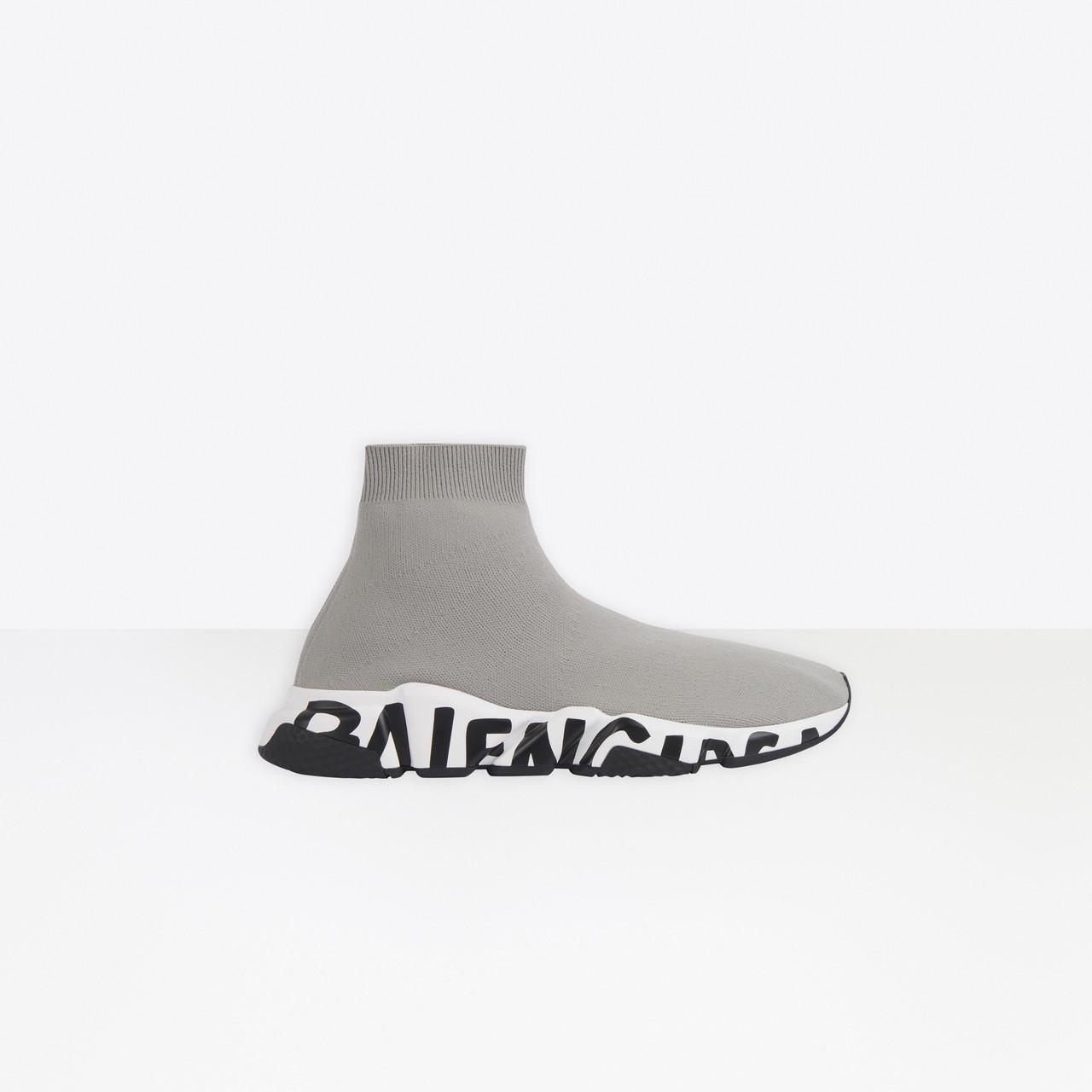 Balenciaga Graffiti Speed Sneaker in Gray for Men | Lyst