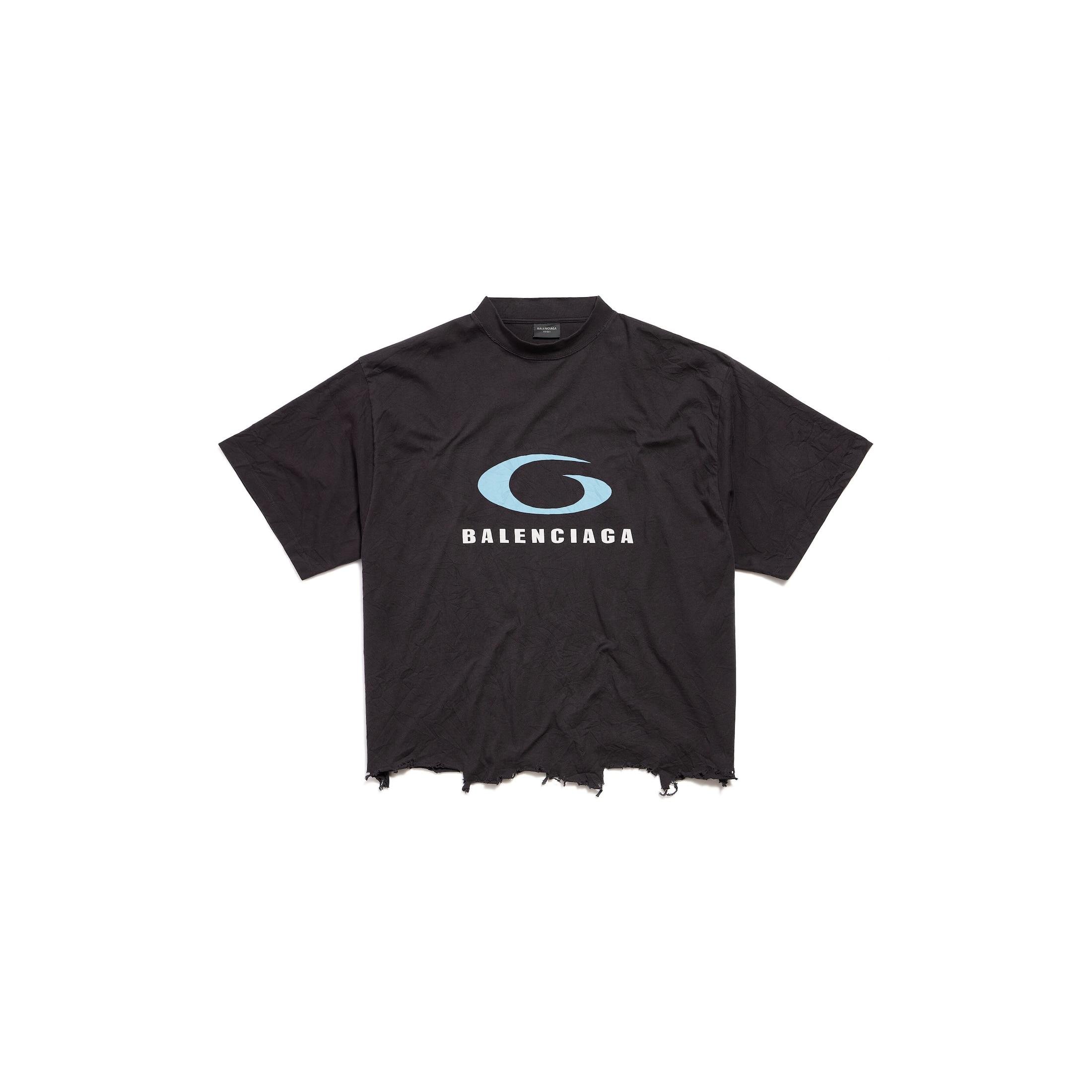 Balenciaga Loop Sports Icon Cropped T-Shirt in Black | Lyst