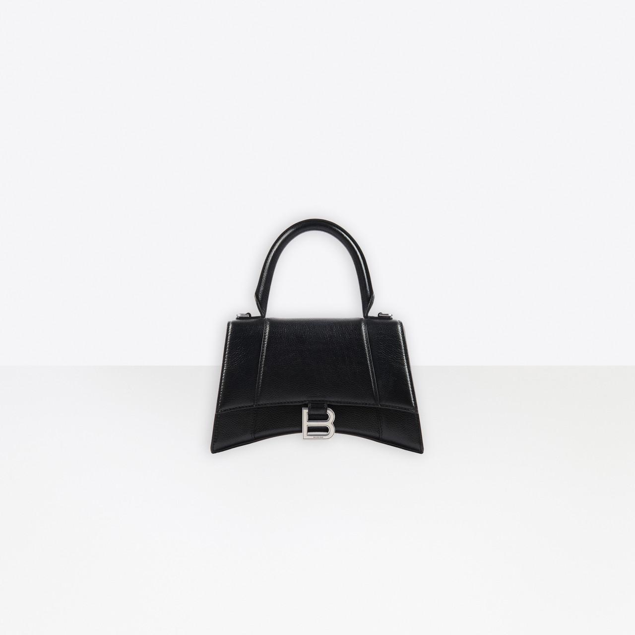 balenciaga hourglass small leather top handle shoulder bag