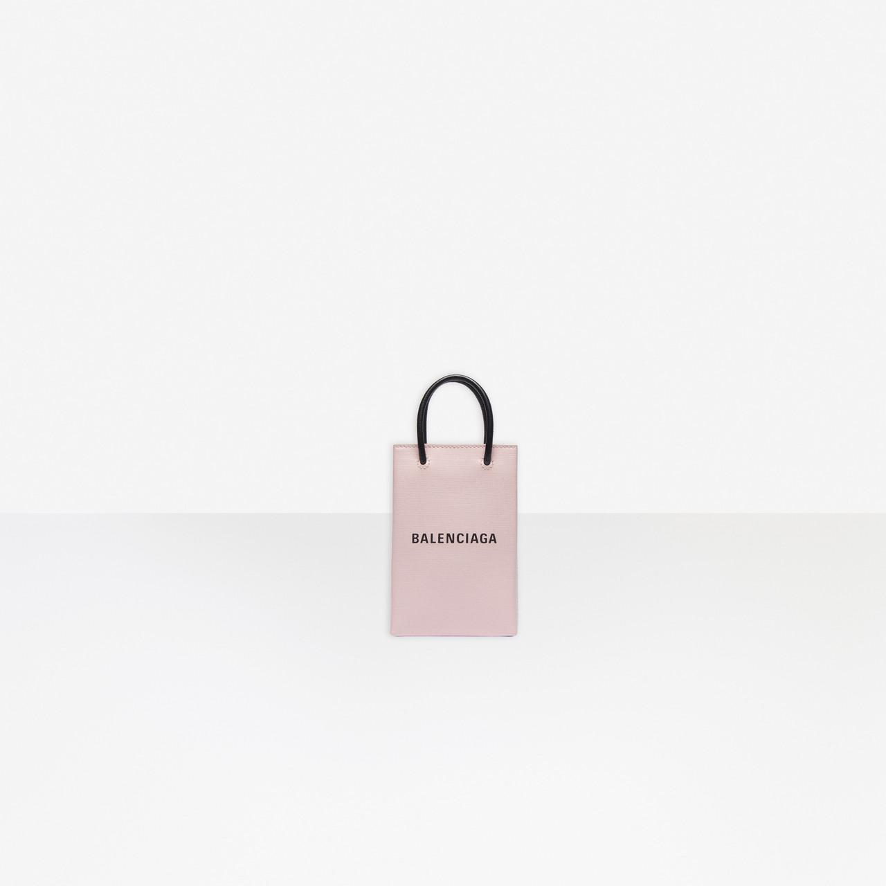 Balenciaga Leather Shopping Phone Holder in Light Rose (Pink) | Lyst