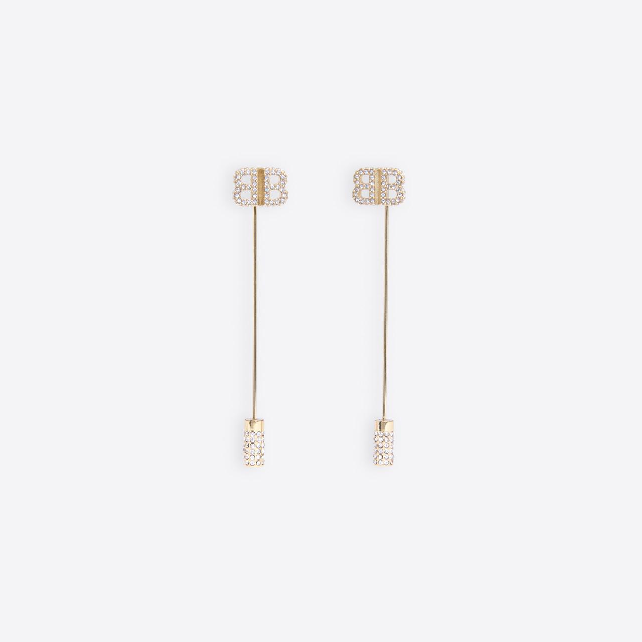Balenciaga Pin Bb Earrings in Crystal/Gold (Metallic) Lyst