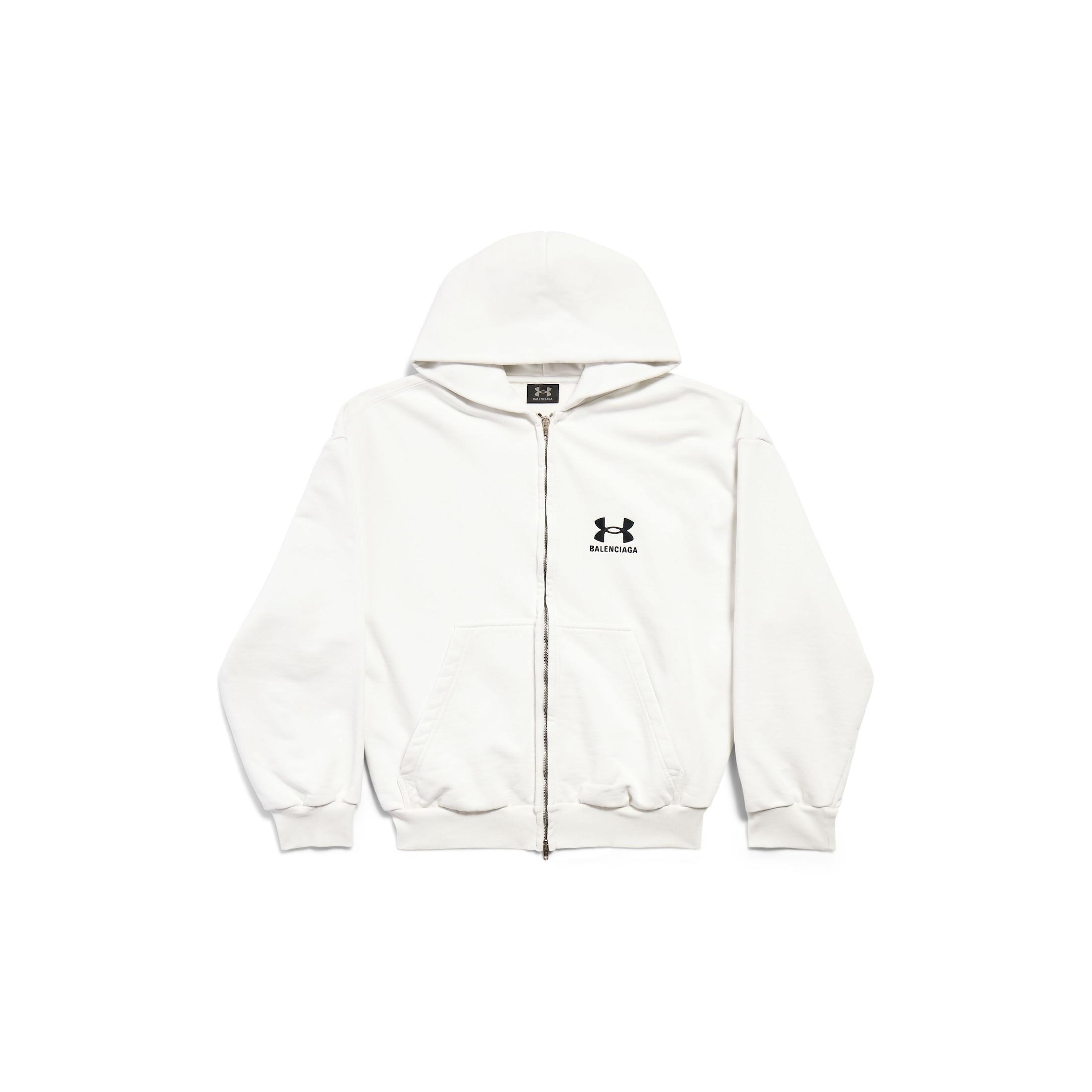 Balenciaga Under Armour Zip-Up Hoodie Regular Fit in White | Lyst