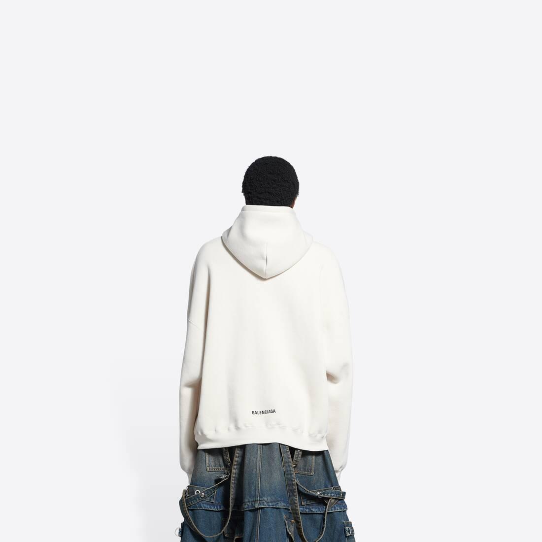 Balenciaga Back Hem Zip-up Hoodie Oversized in White | Lyst