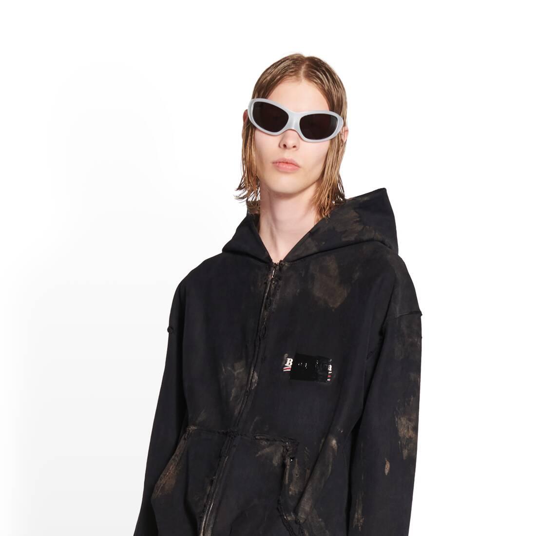 Balenciaga Gaffer Zip-up Hoodie Small Fit in Black | Lyst
