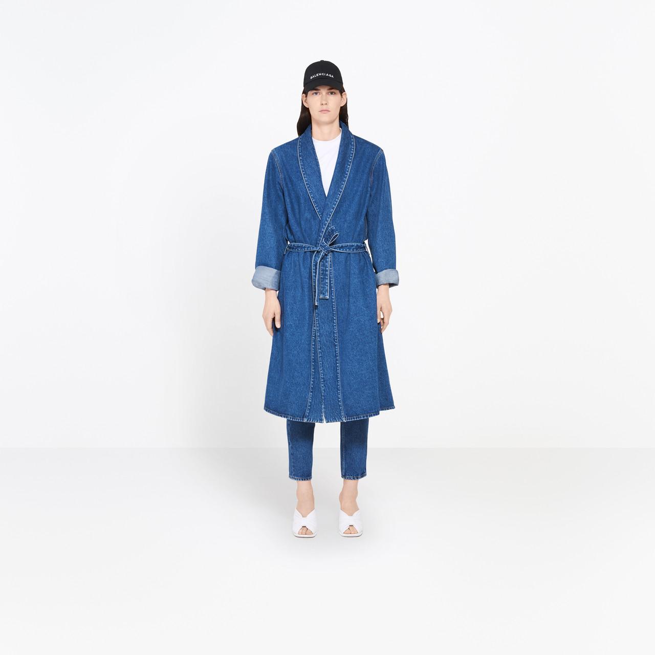 Balenciaga Denim Robe Coat in Stonewash (Blue) - Lyst