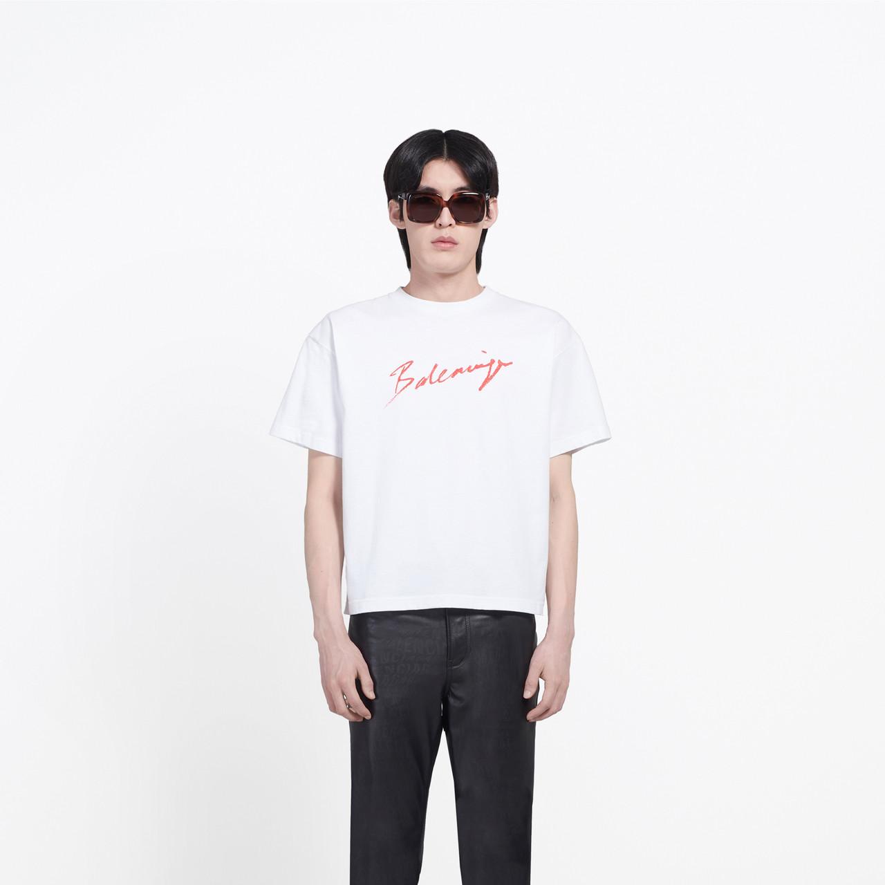 Balenciaga Cotton Signature T-shirt in White for Men - Lyst
