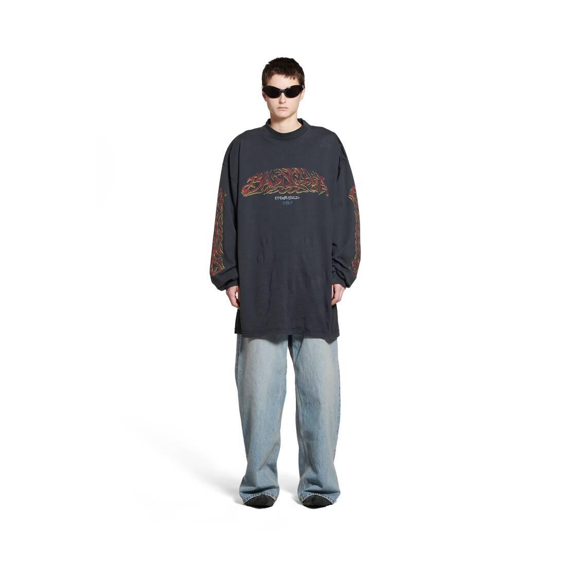 Balenciaga Offshore Long Sleeve T-shirt Oversized in Blue | Lyst