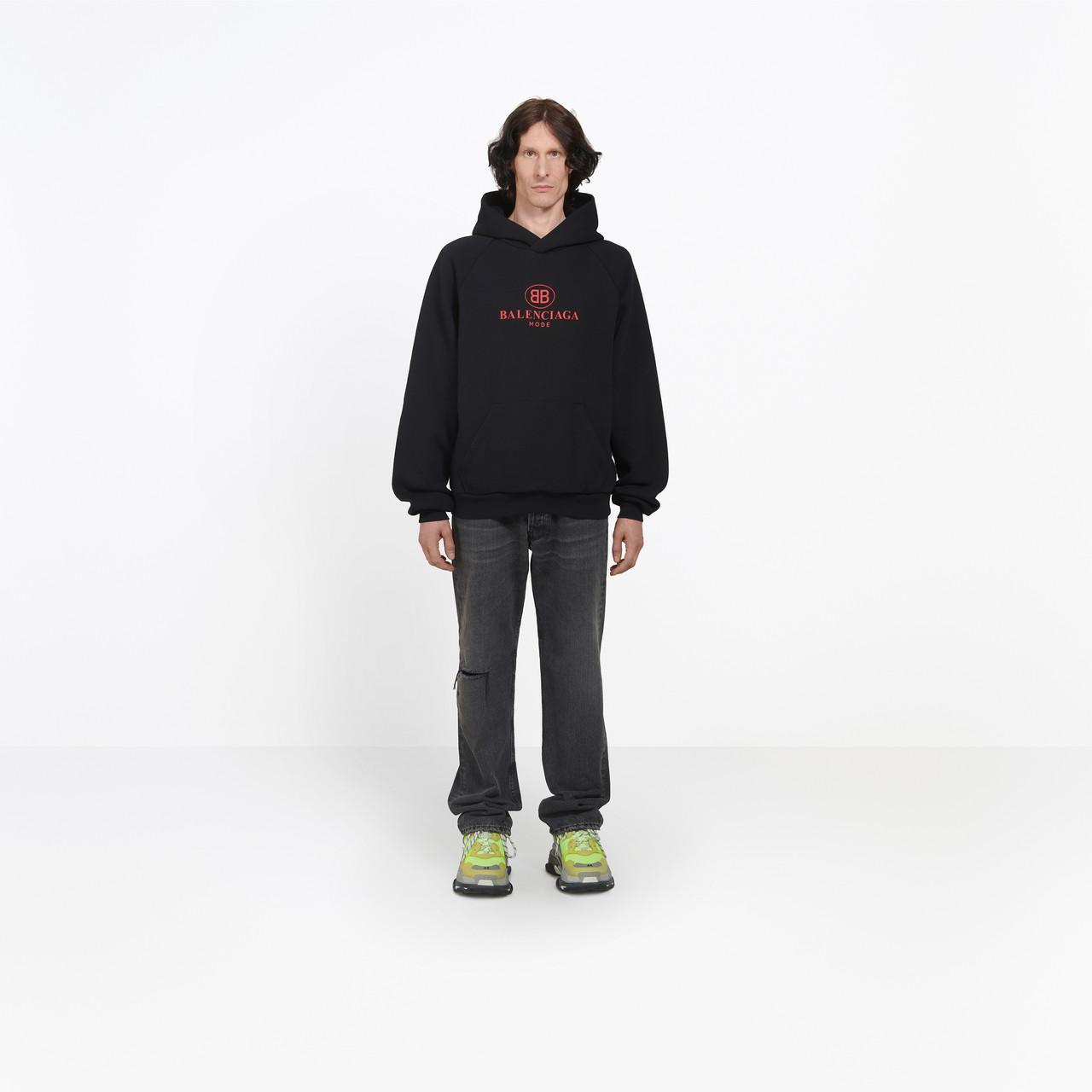 Balenciaga Cotton Bb Mode Hoodie in Black/ Red (Black) for Men | Lyst
