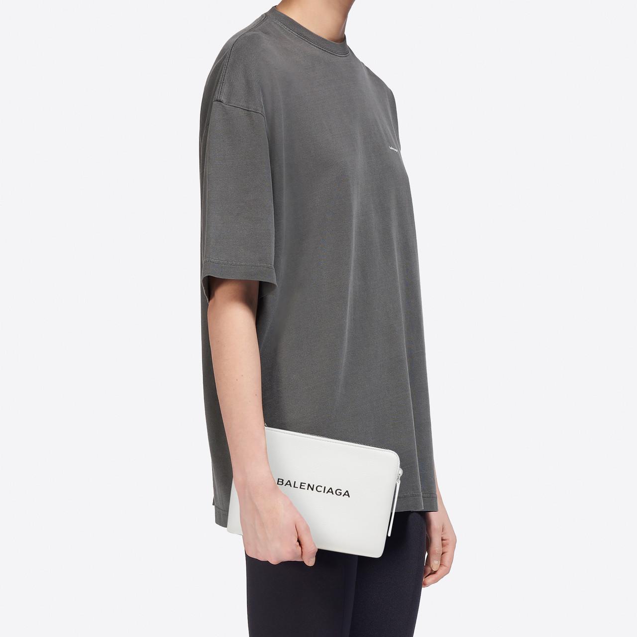 Balenciaga Leather Everyday Pouch M in White/Black (White) | Lyst