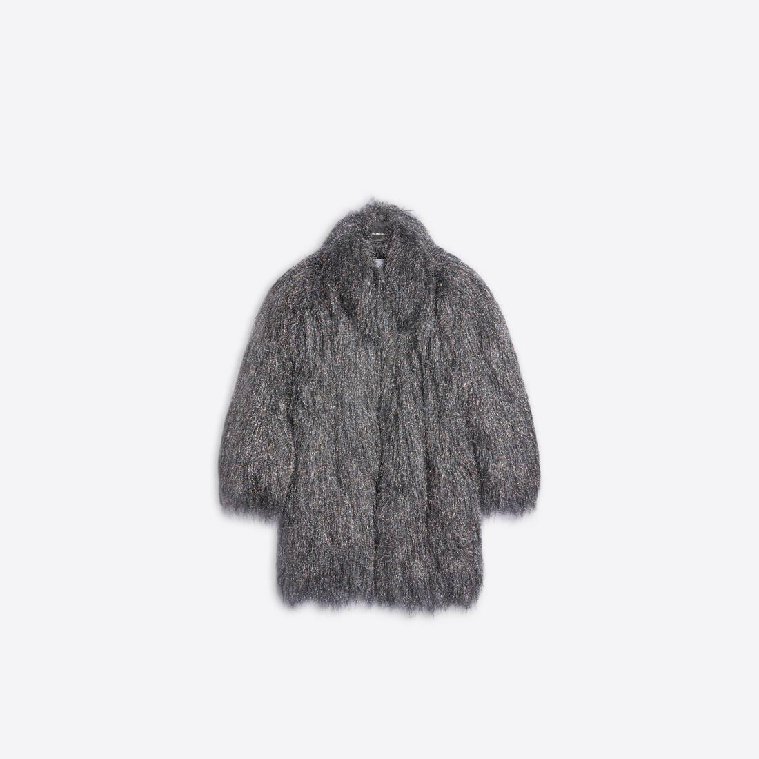 Balenciaga Boxy Fake Fur Coat in Metallic | Lyst