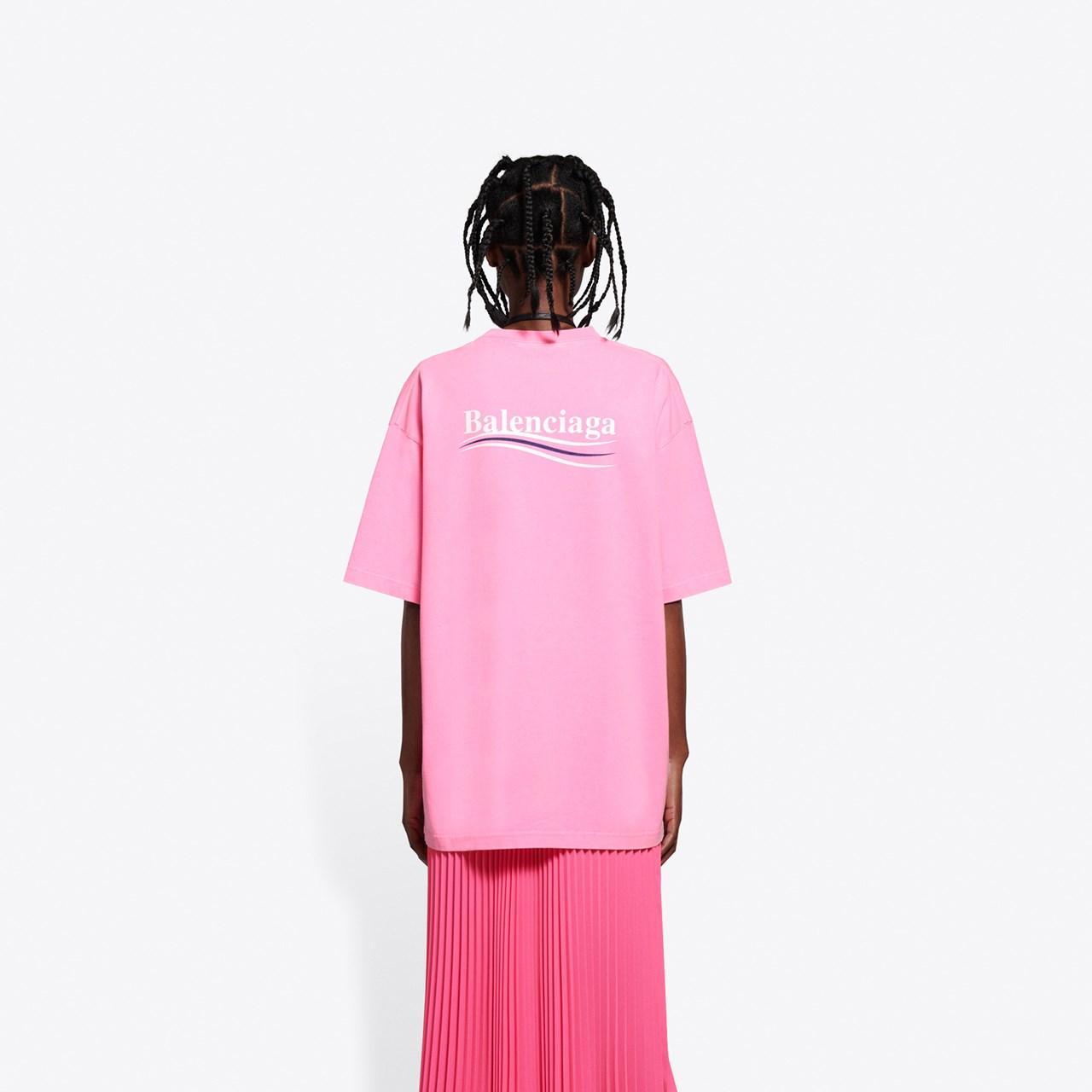 T-shirt Political Campaign Linea AmpiaBalenciaga in Cotone di colore Rosa |  Lyst