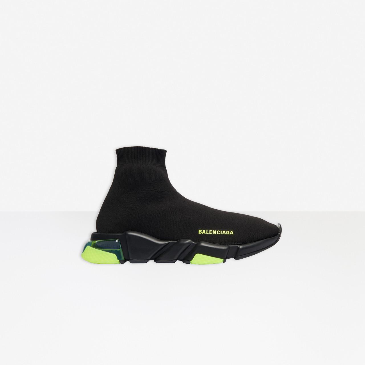 Balenciaga Men's Speed Clear-sole Stretch-knit Mid-top Trainers in Black  for Men | Lyst