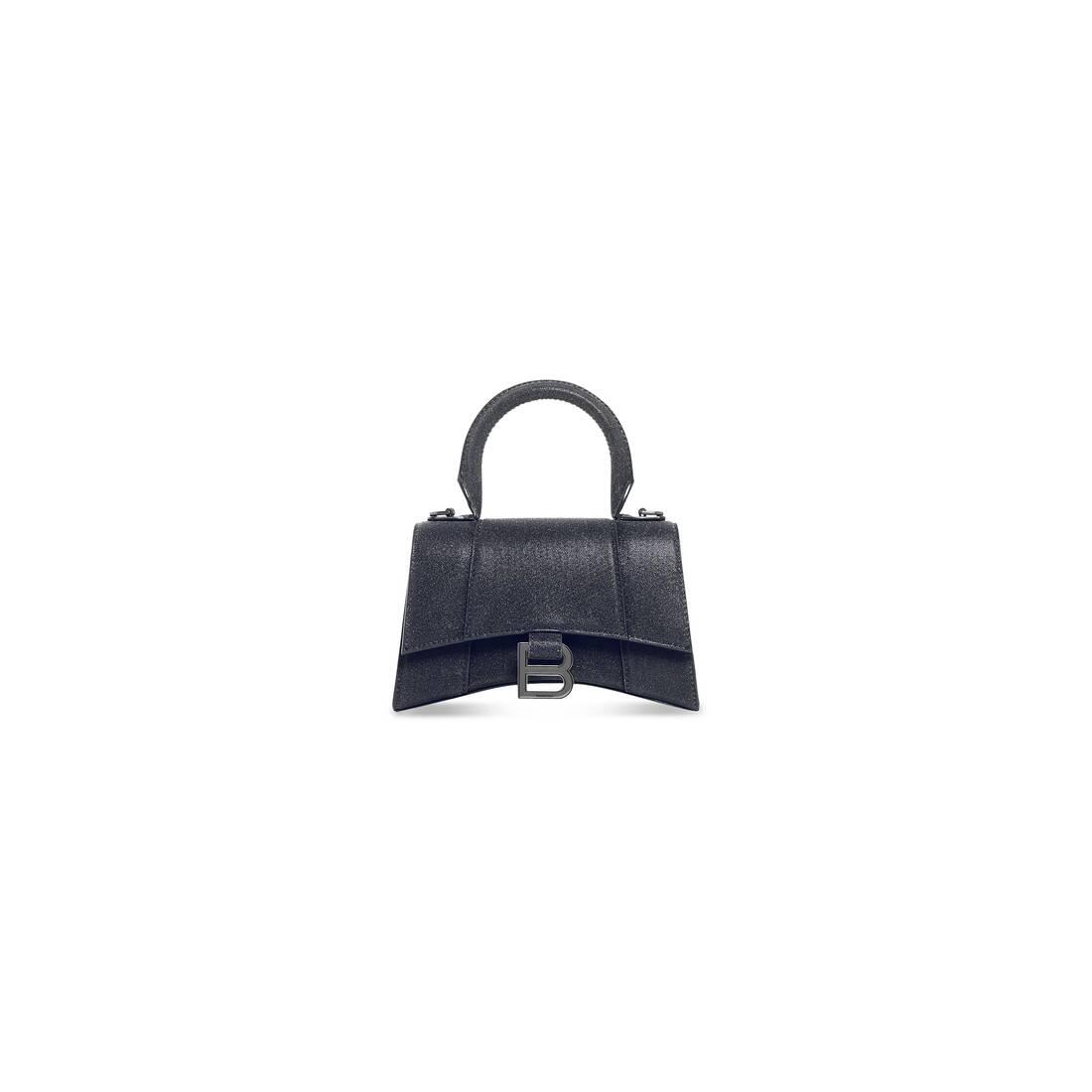 Balenciaga Hourglass Xs Handbag In Glitter Material in Black | Lyst