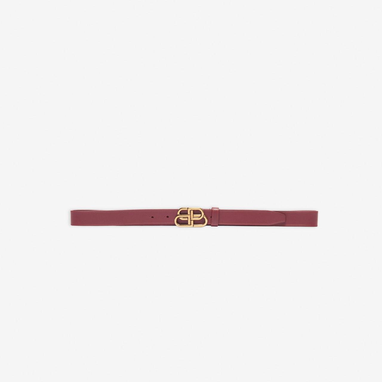 Balenciaga Leather Bb Thin Belt in Dark Red (Red) - Lyst